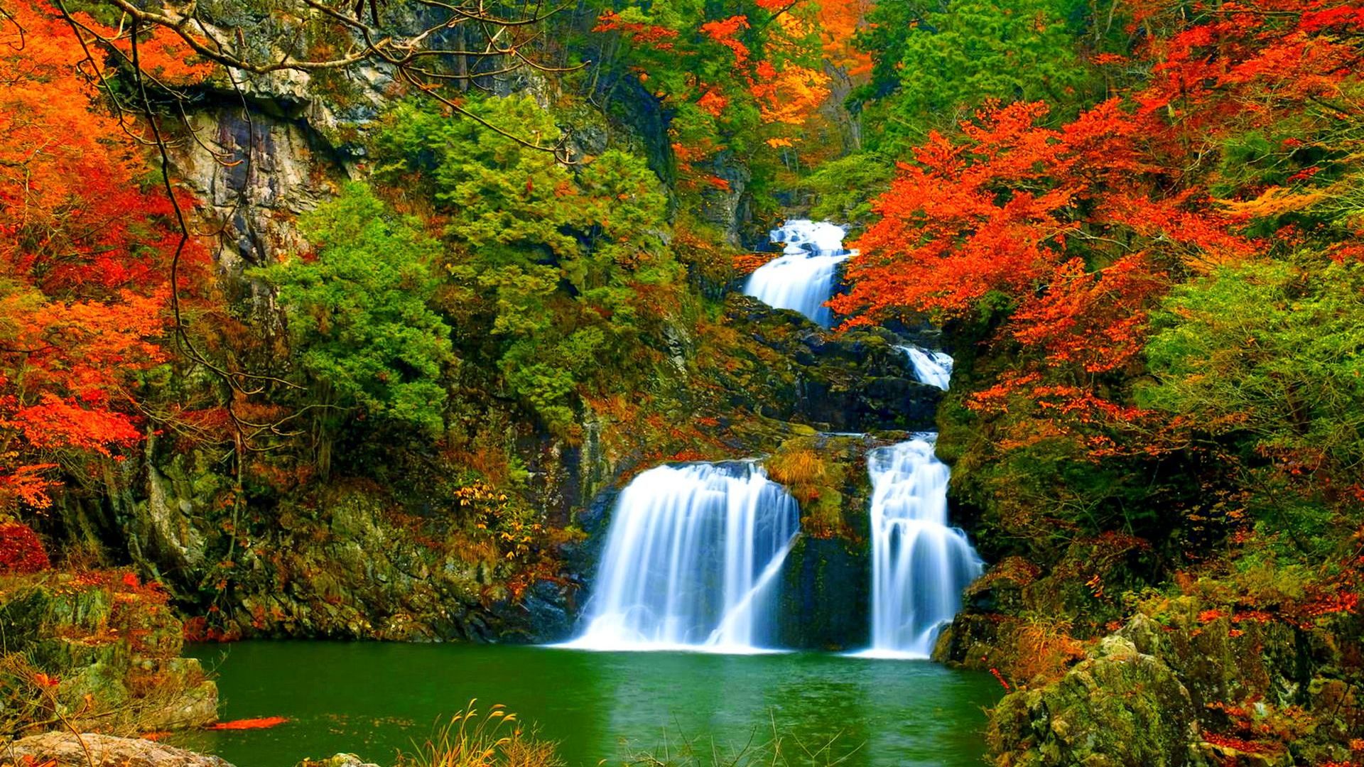 Осенний водопад обои