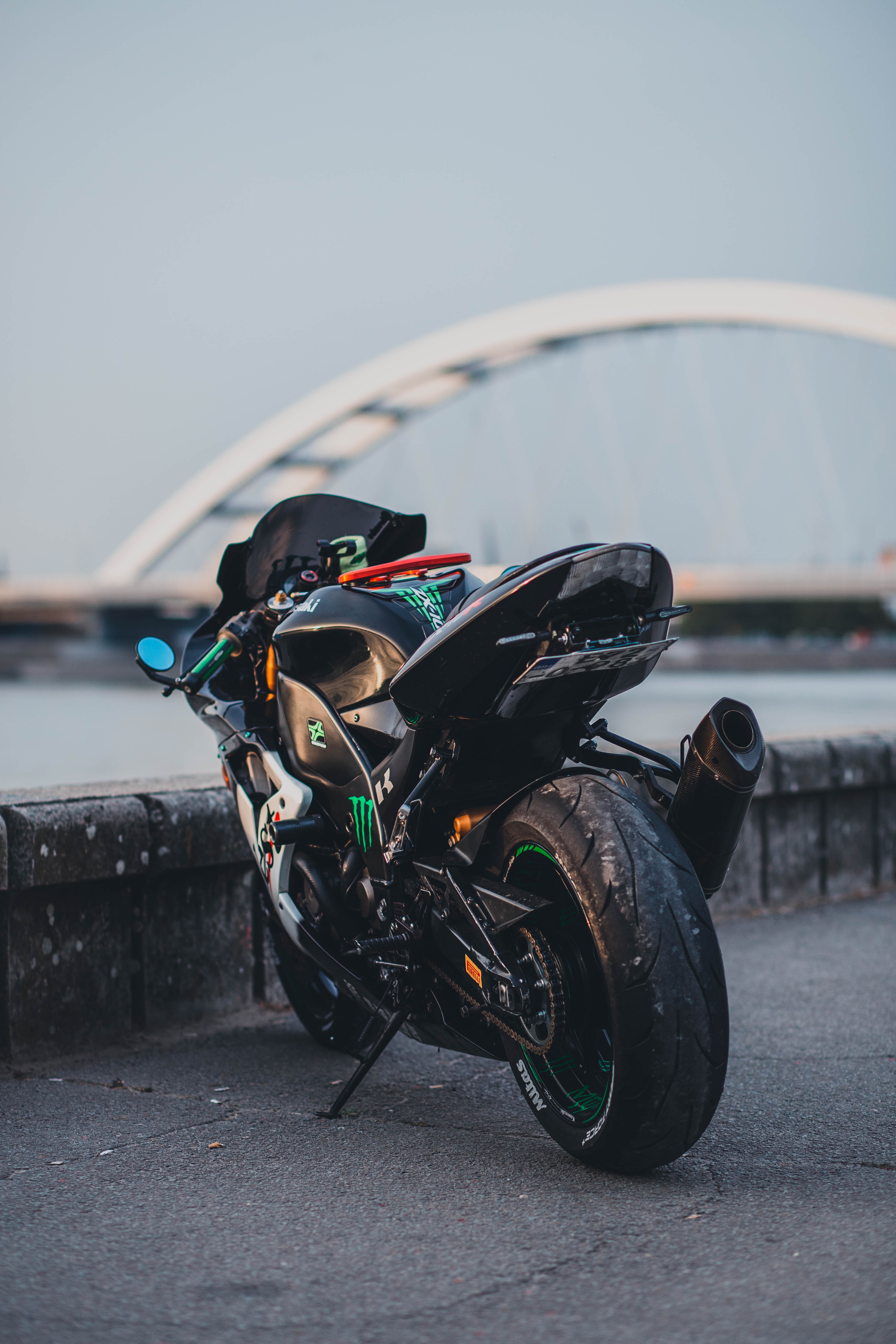 bike, back view, motorcycle, kawasaki, rear view, motorcycles High Definition image