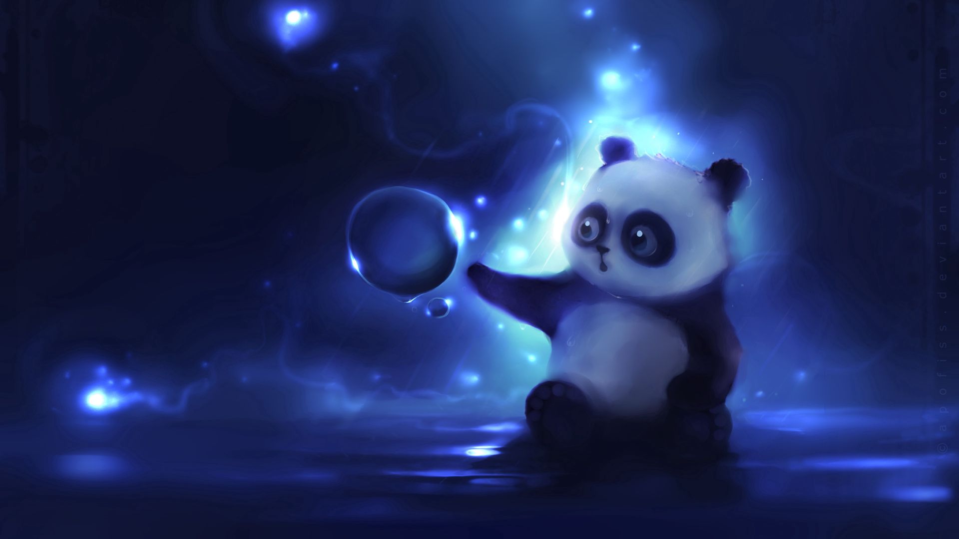 87017 скачать картинку панда, apofiss, арт, ночь - обои и заставки бесплатно
