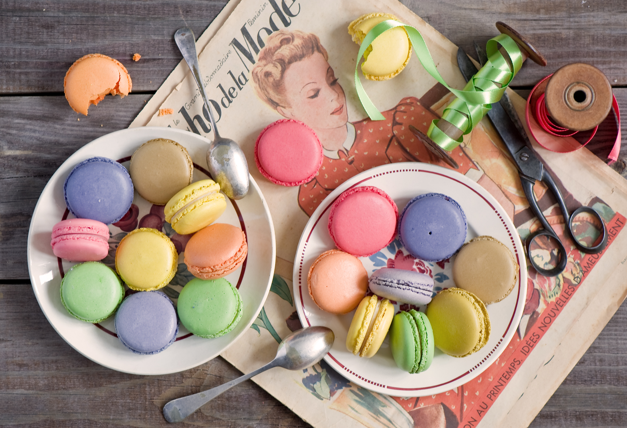 Скачать обои бесплатно Macarons, Печенье, Еда, Пустыня, Разноцветный картинка на рабочий стол ПК