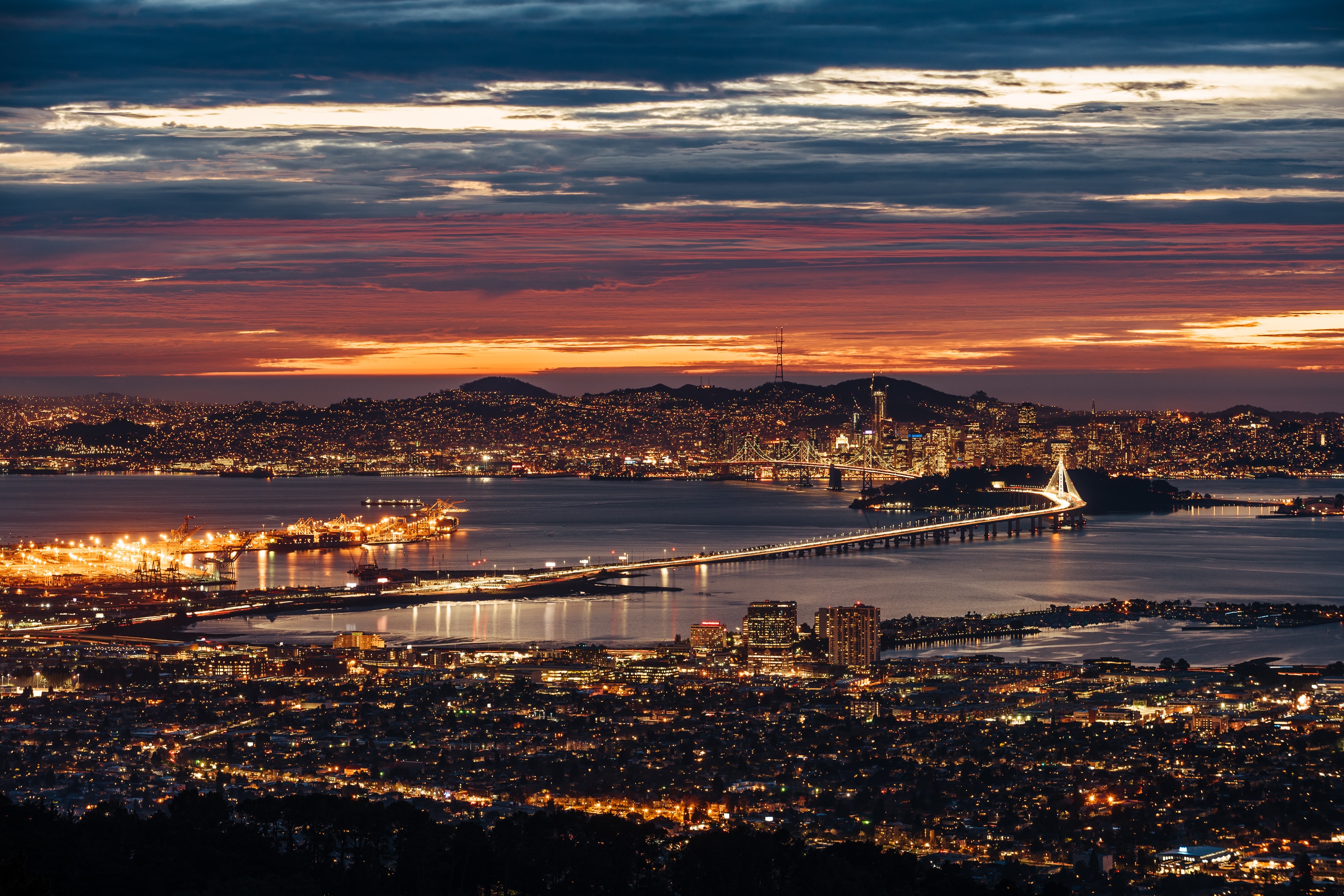 android san francisco, urban landscape, cities, night, usa, city, view from above, coast, united states, cityscape