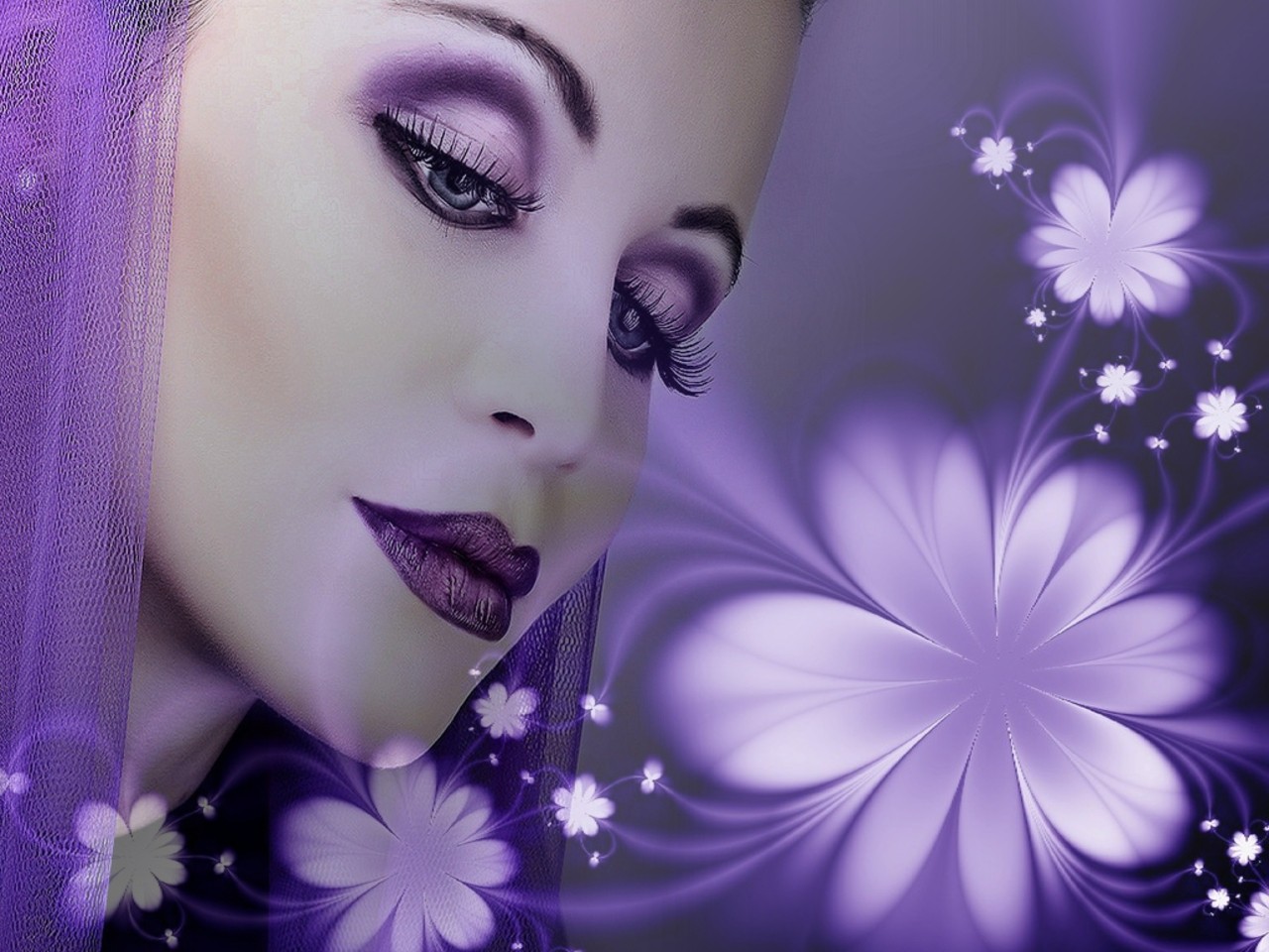 1439613 免費下載壁紙 奇幻, 女性, 花, 紫色的 屏保和圖片