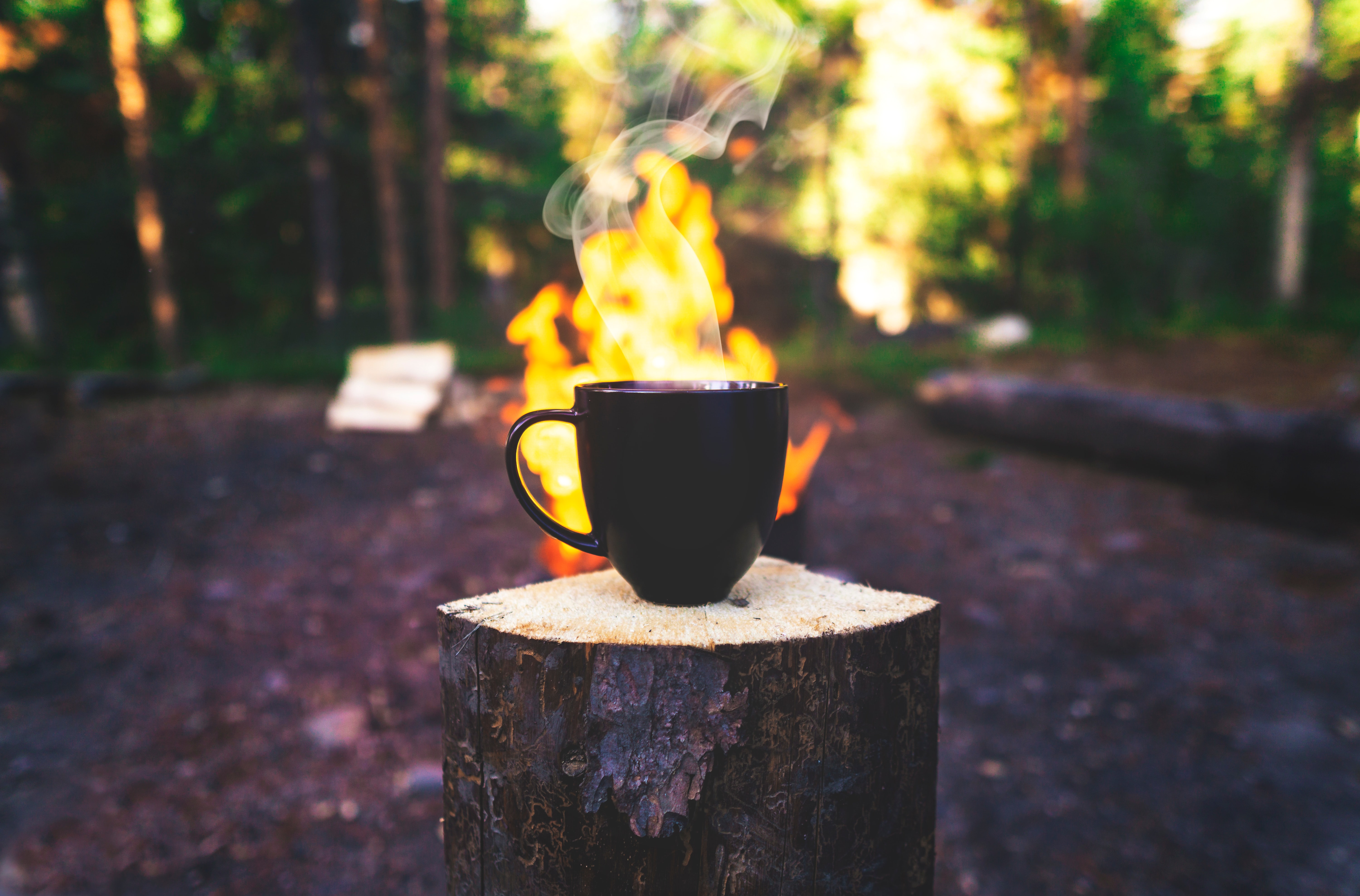 bonfire, mug, camping, miscellanea, miscellaneous, cup, drink, beverage, steam, campsite UHD