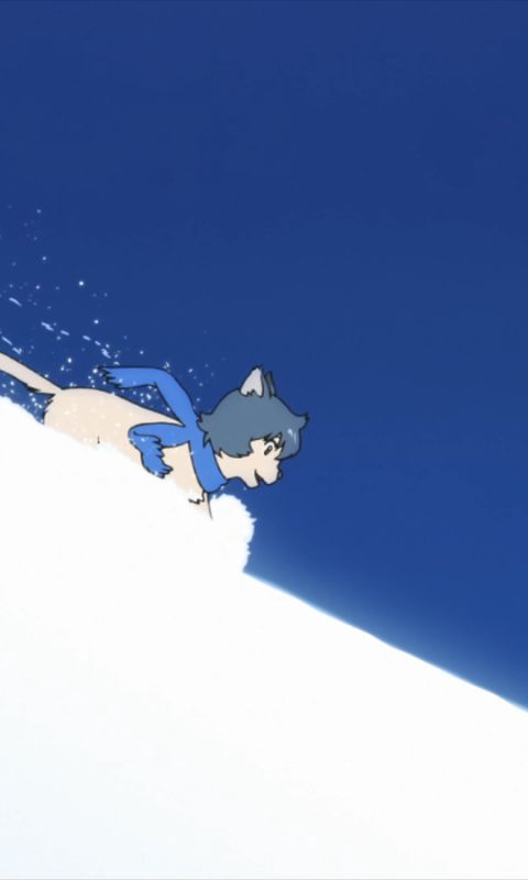 anime, wolf children, cute, ame (wolf children), slide, snow, winter