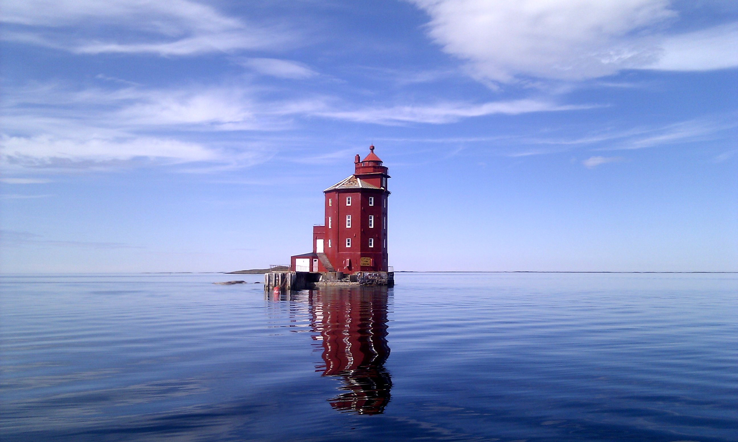 Download mobile wallpaper Reflection, Lighthouse, Norway, Man Made for free.