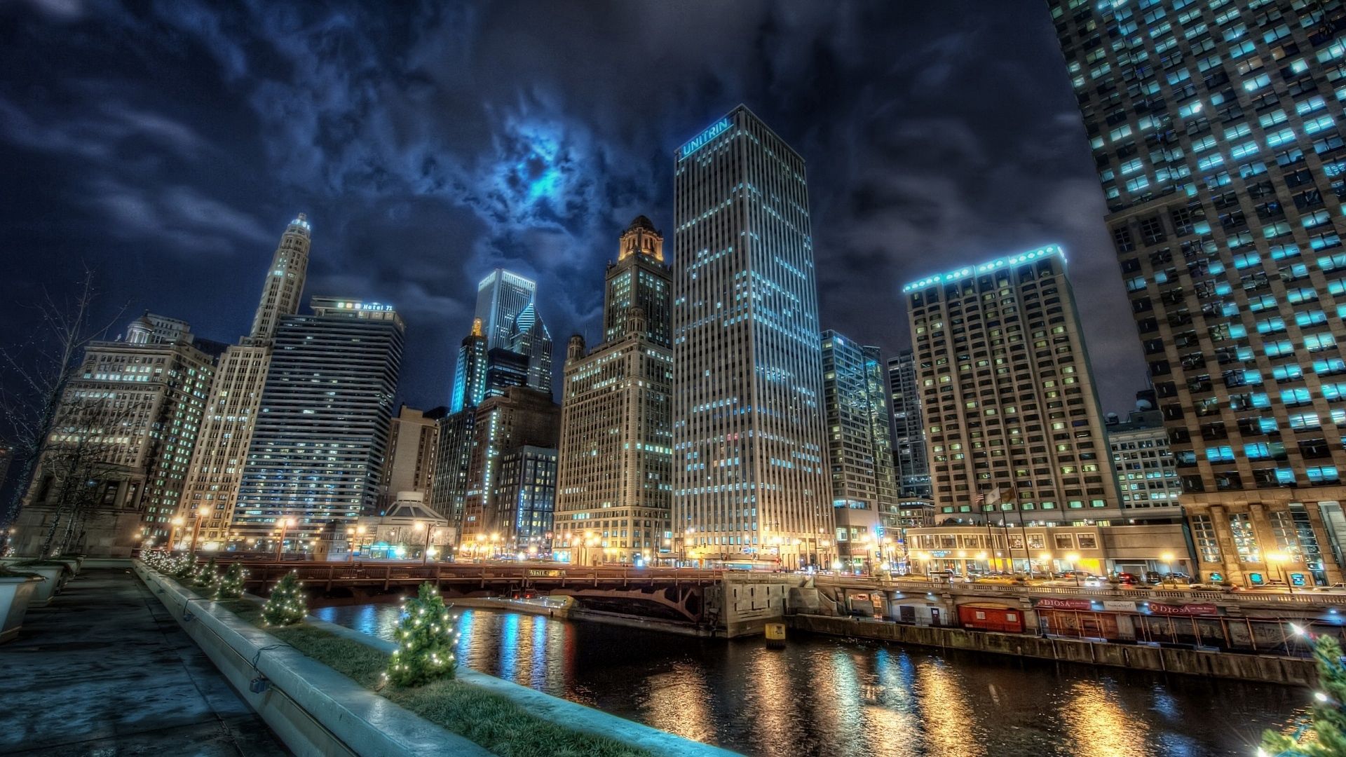 chicago, cities, rivers, skyscrapers, bridge, hdr wallpapers for tablet
