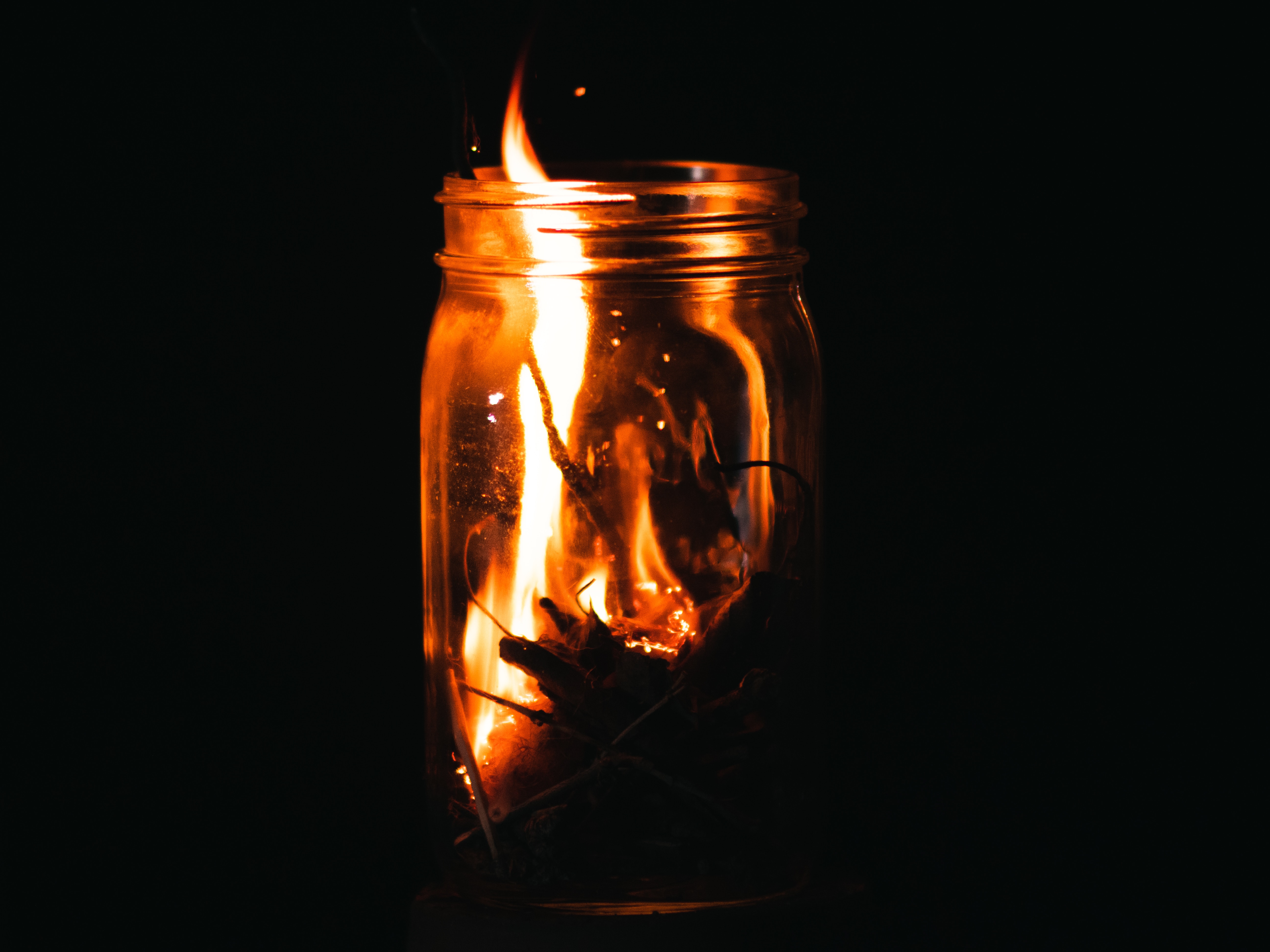 Download mobile wallpaper Bank, Sparks, Miscellaneous, Jar, Miscellanea, Fire, Dark for free.