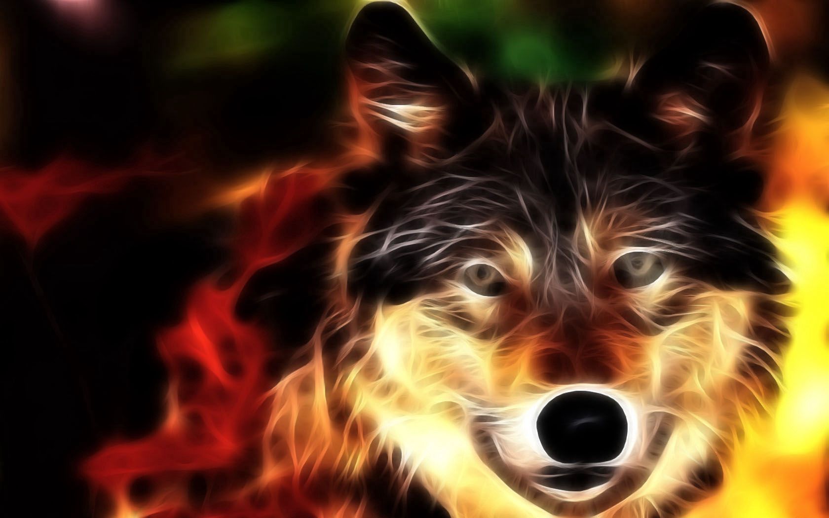 Free download wallpaper Muzzle, Lines, Shine, Wolf, Light, Abstract on your PC desktop