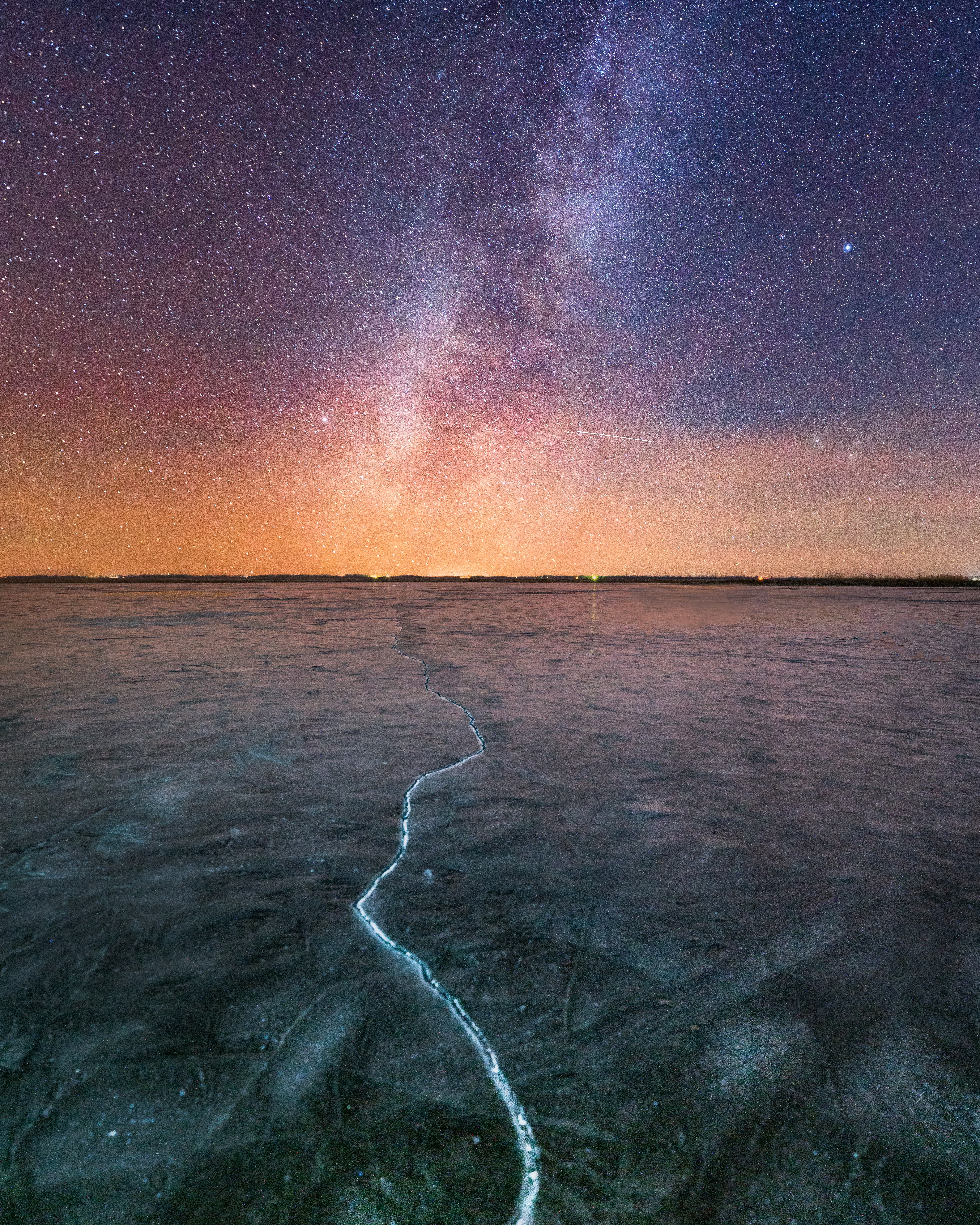 Download mobile wallpaper Ice, Lake, Nature, Starry Sky, Night for free.