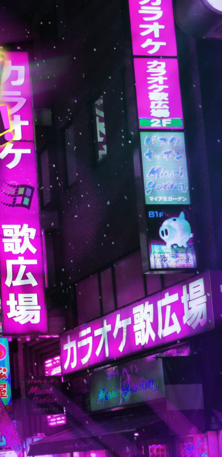 vertical wallpaper vaporwave, artistic, magenta, pink, retro wave, tokyo, night, outrun, retro