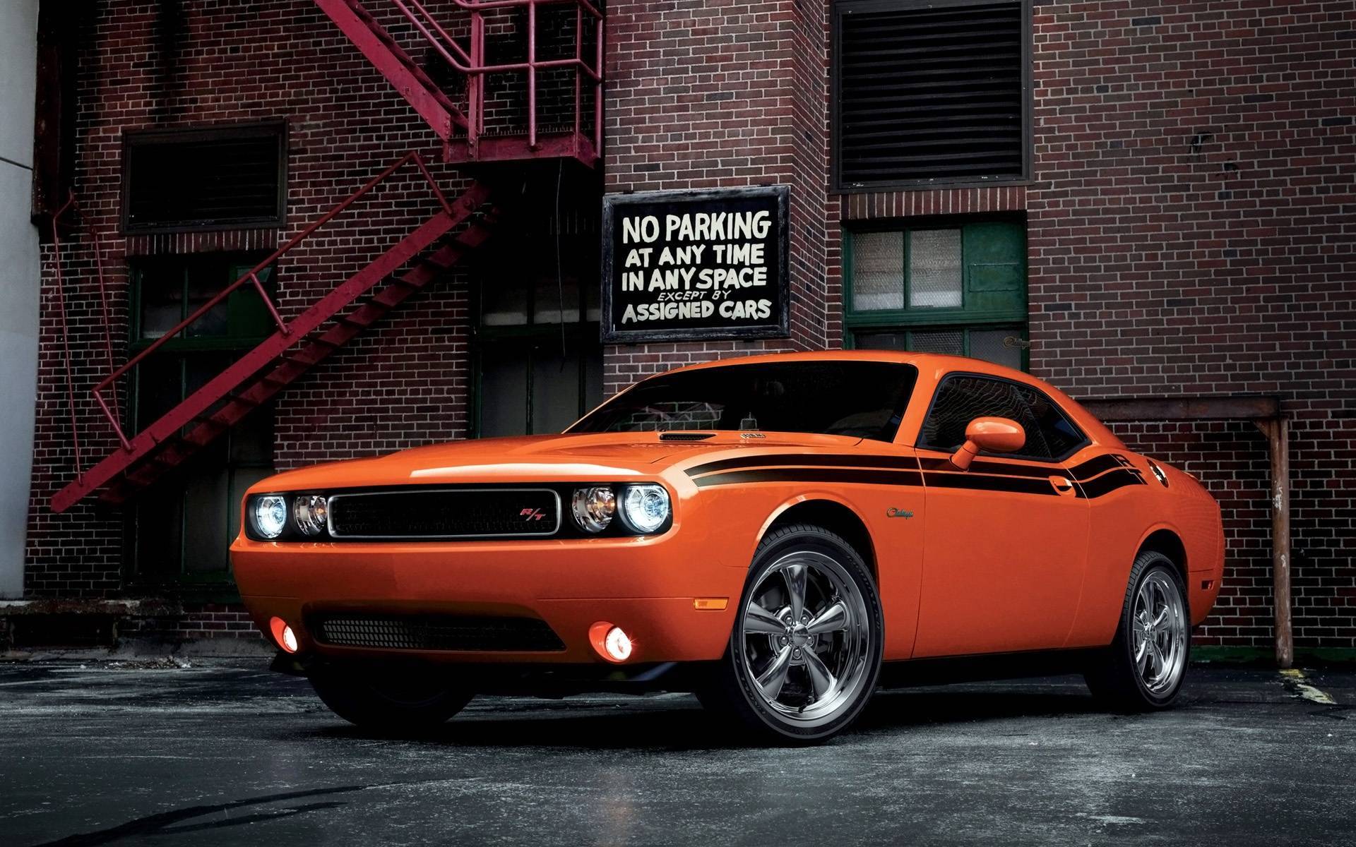 orange car, vehicles, dodge challenger rt HD wallpaper