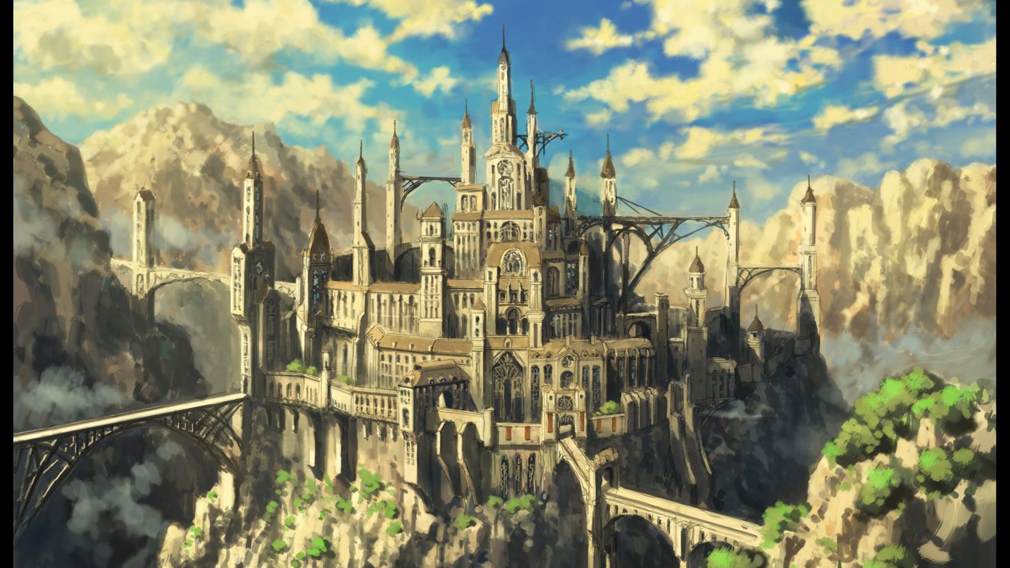 Замок аниме арт