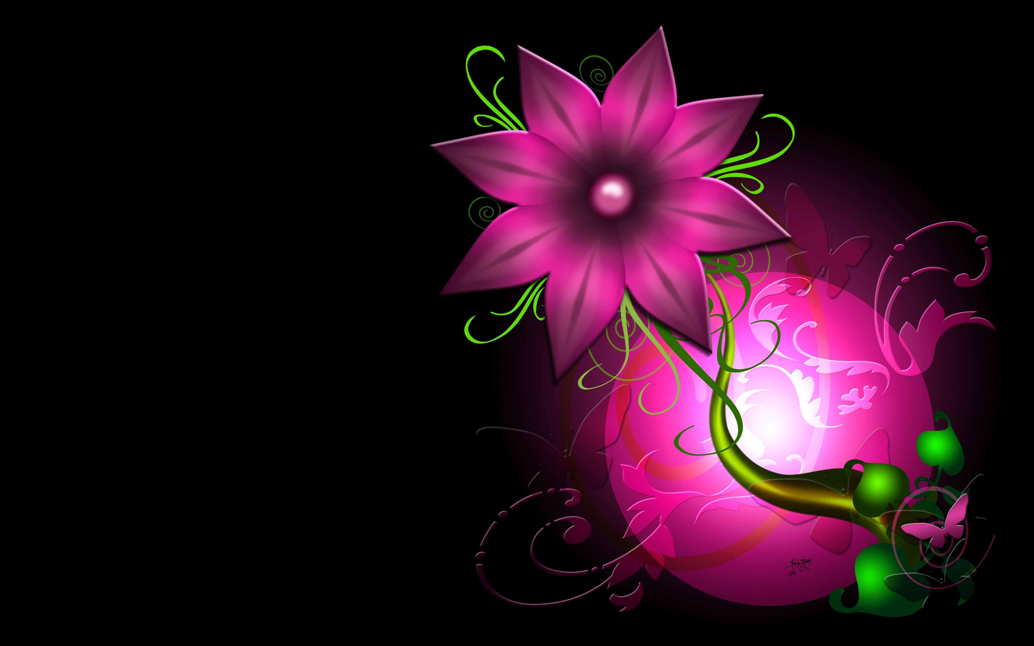 flower, leaves, abstract, background, shine, light, circle Desktop Wallpaper
