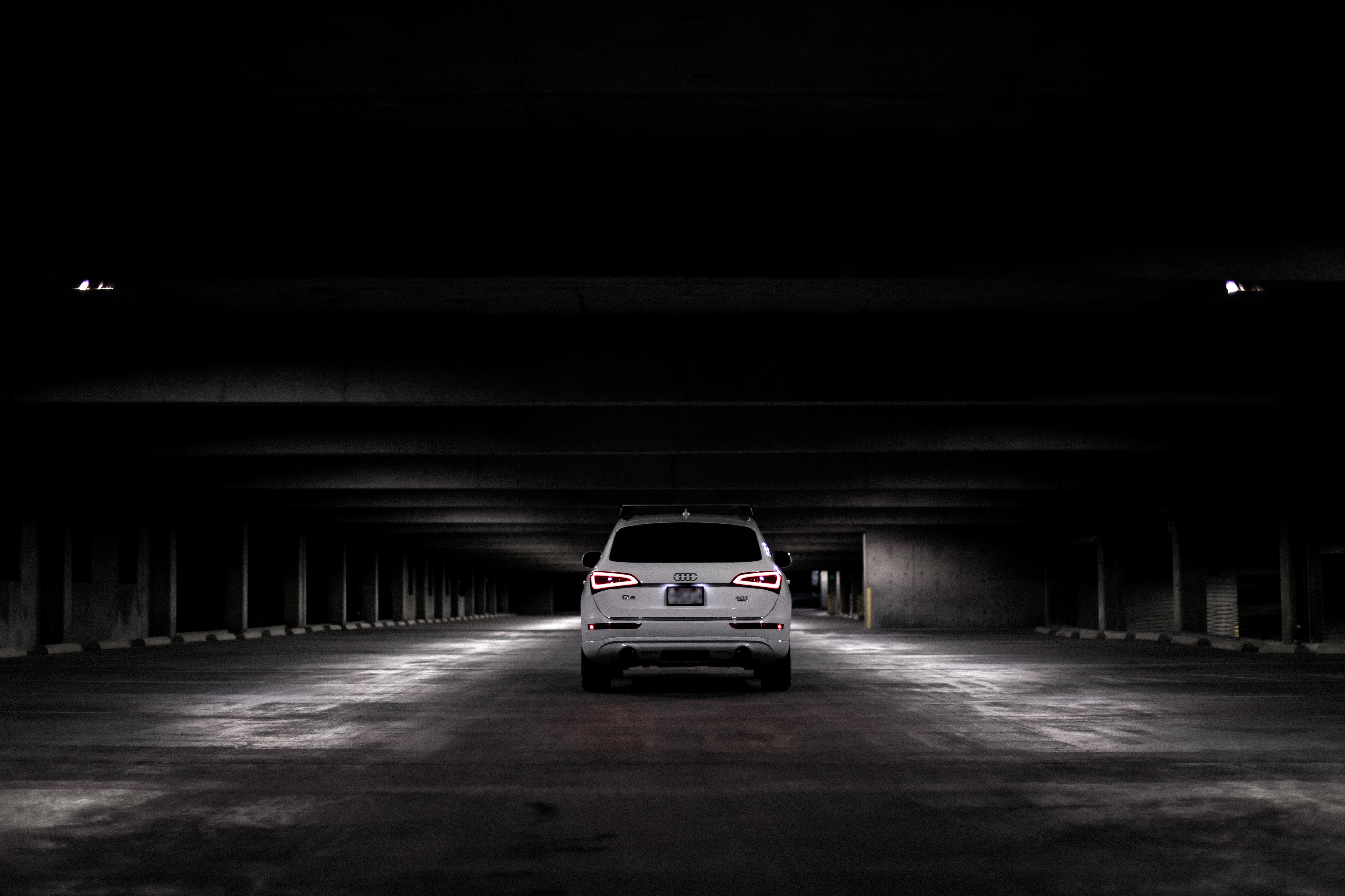 audi, cars, white, car, back view, rear view, parking, audi q5 HD wallpaper