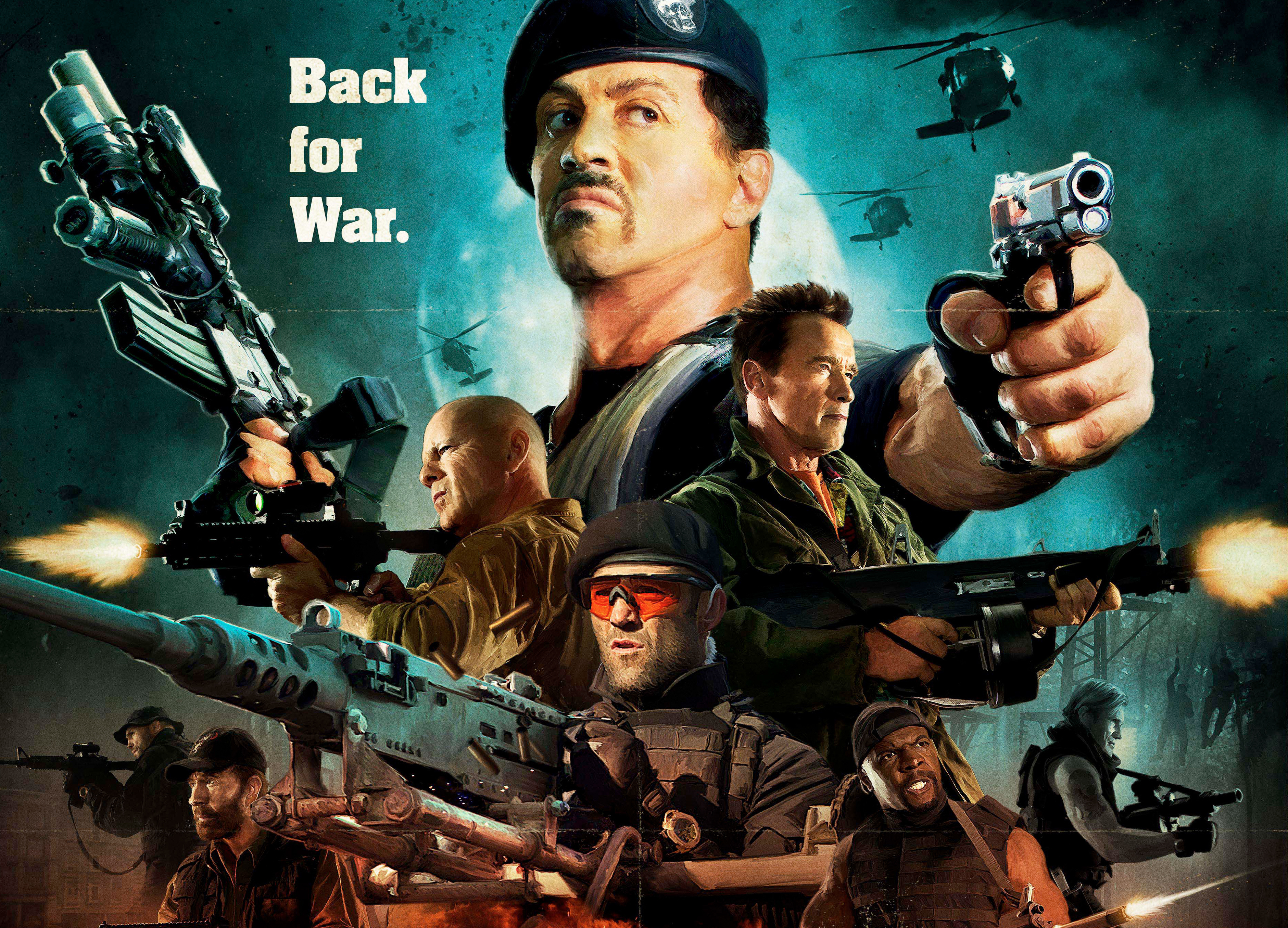 the expendables, movie, the expendables 2, arnold schwarzenegger, barney ross, booker (the expendables), bruce willis, chuck norris, church (the expendables), dolph lundgren, gunnar jensen, hale caesar, jason statham, lee christmas, randy couture, sylvester stallone, terry crews, toll road, trench (the expendables)