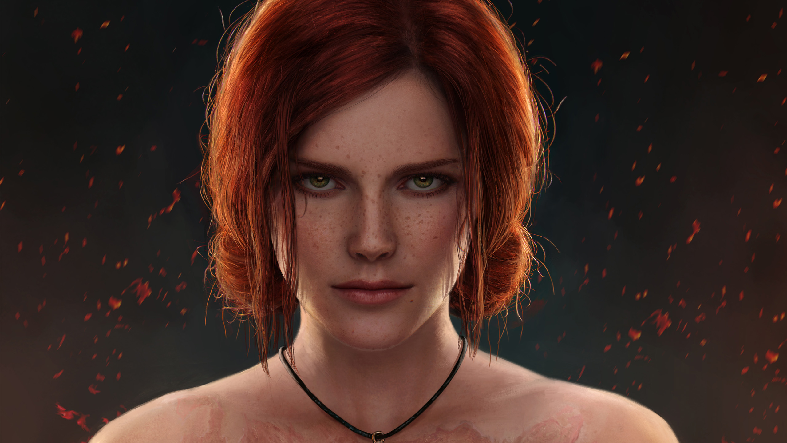 Download mobile wallpaper Redhead, Face, Green Eyes, Video Game, The Witcher, Triss Merigold, The Witcher 3: Wild Hunt for free.