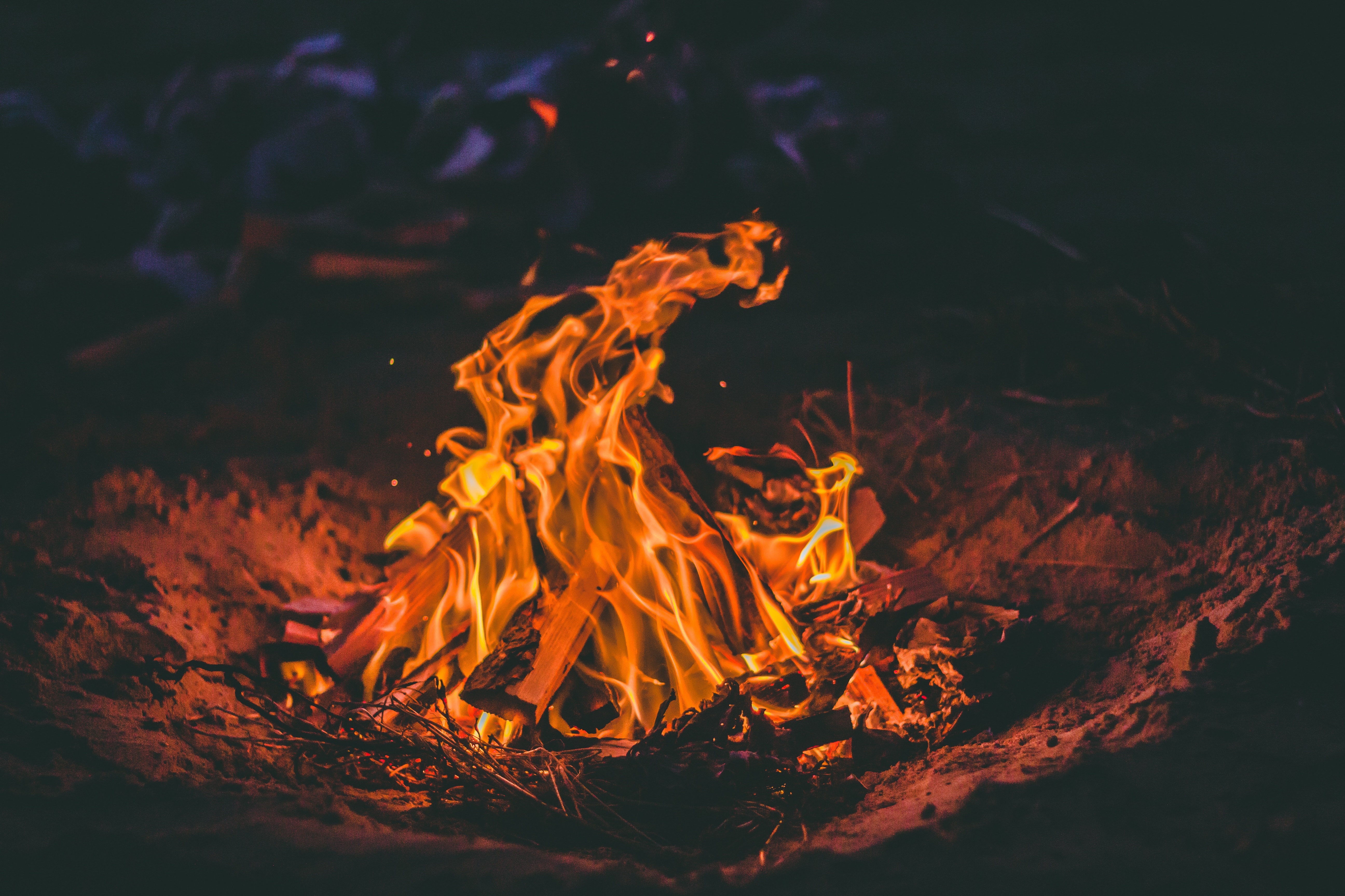 miscellanea, bonfire, fire, flame, miscellaneous, firewood 4K for PC