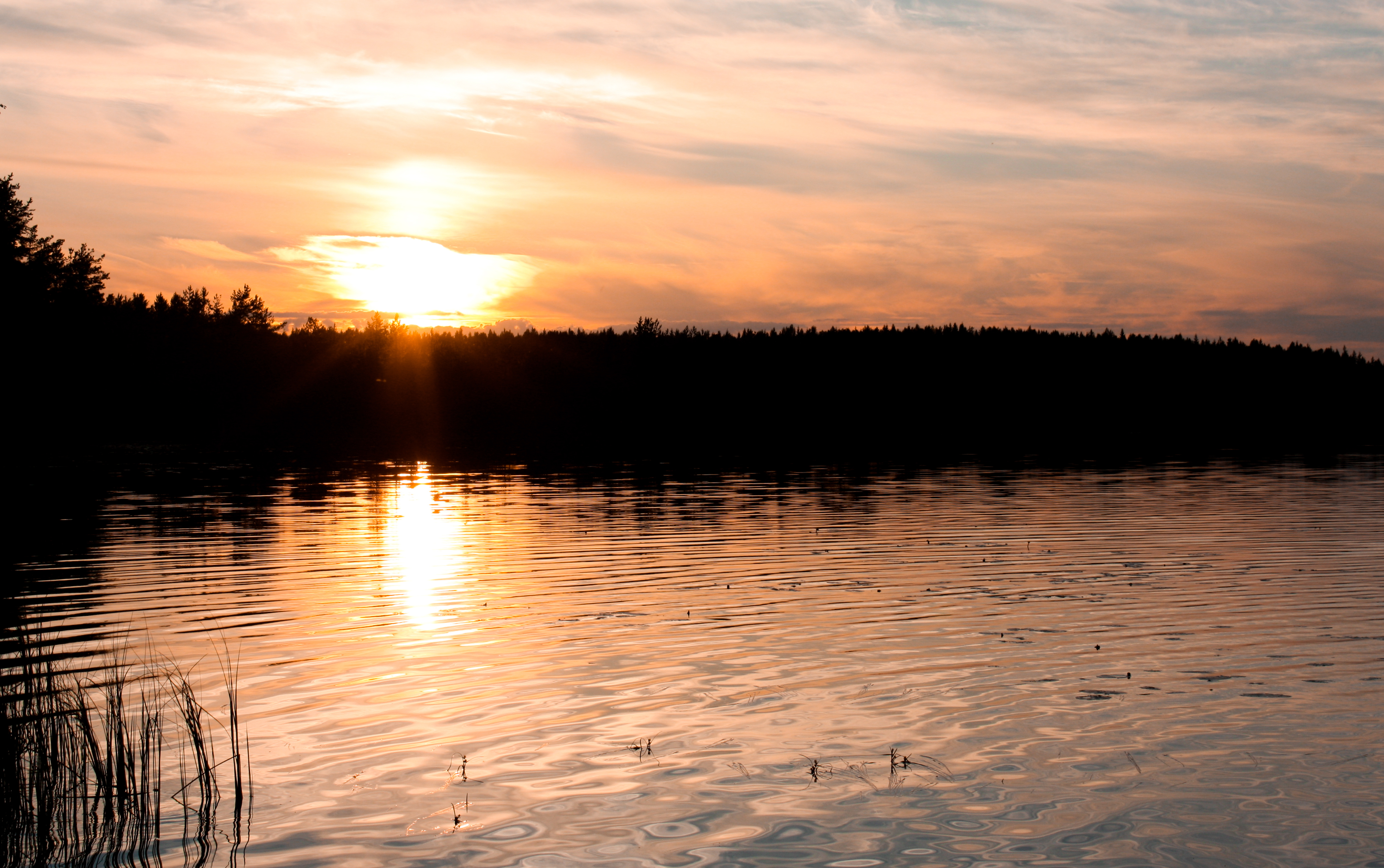 PCデスクトップに日没, サン, オレンジ, 湖, 水, 風景画像を無料でダウンロード
