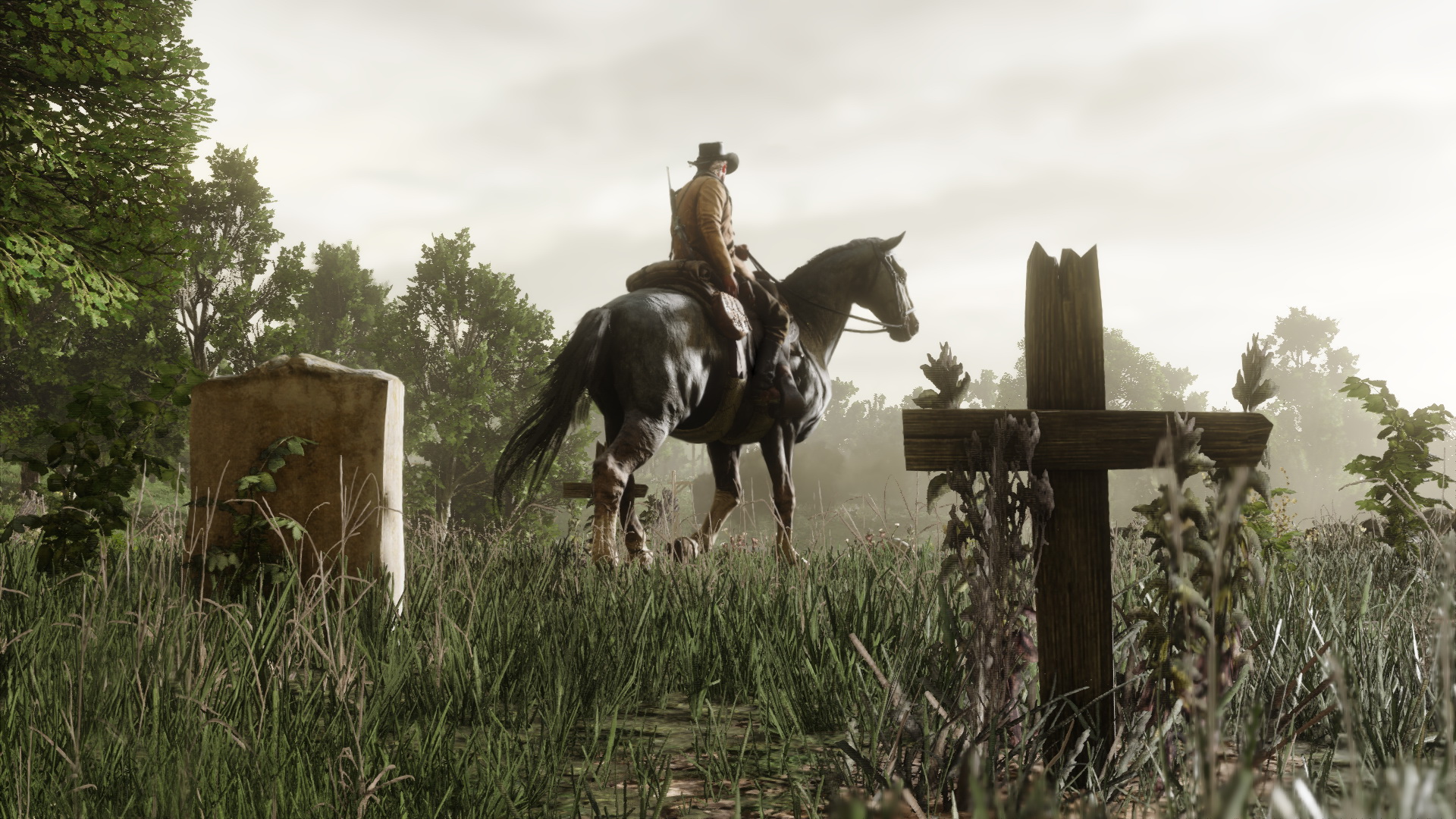 western, cowboy, red dead redemption 2, video game, cemetery, horse, red dead redemption, red dead