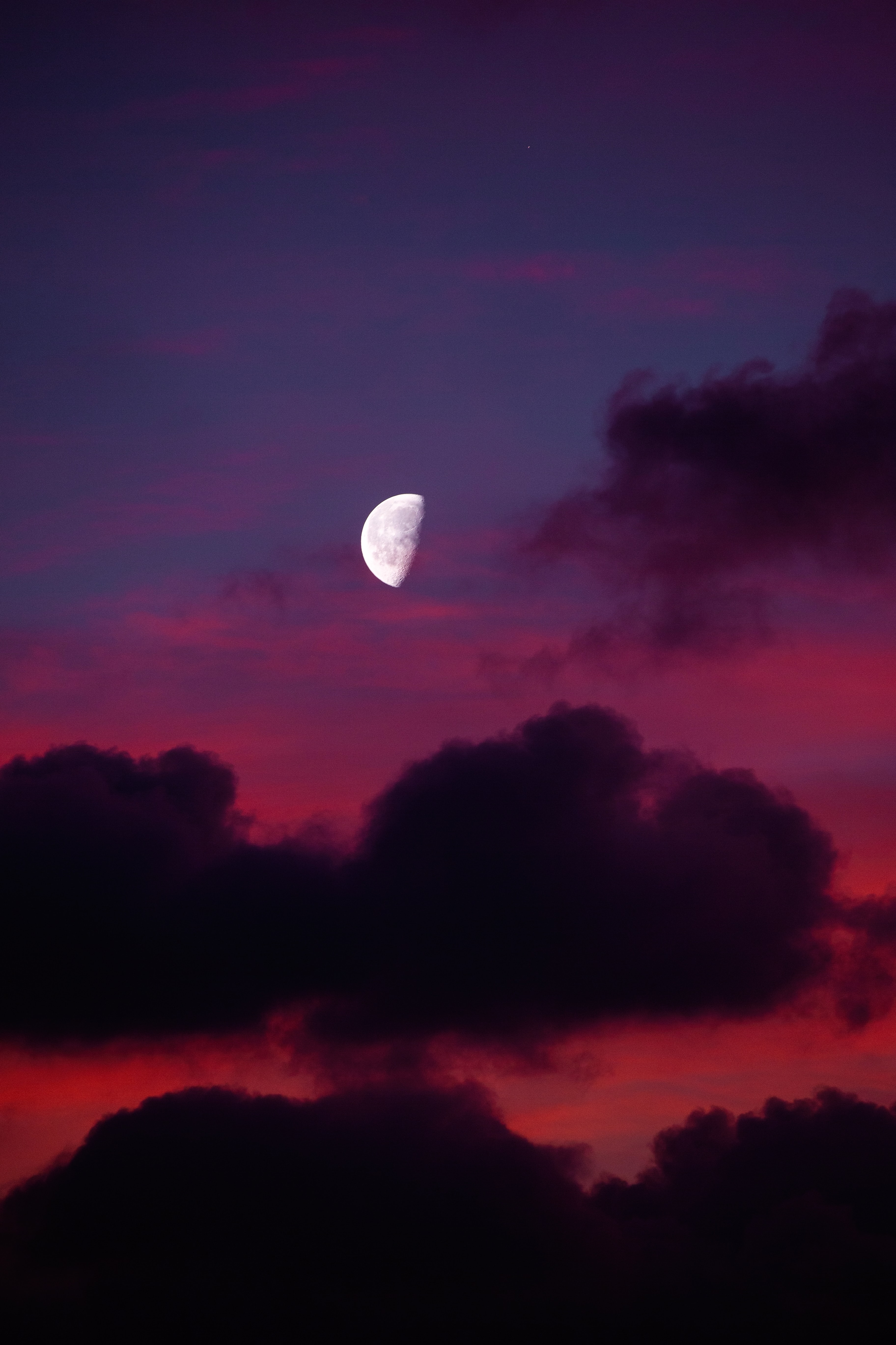 Free download wallpaper Sunset, Sky, Clouds, Full Moon, Nature, Moon on your PC desktop