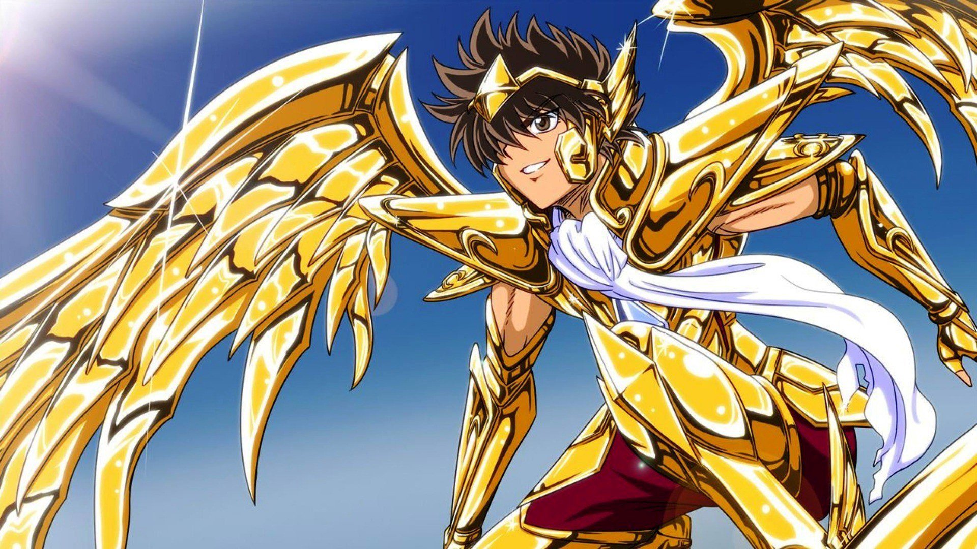 anime, saint seiya, armor, golden, pegasus seiya, wings phone background