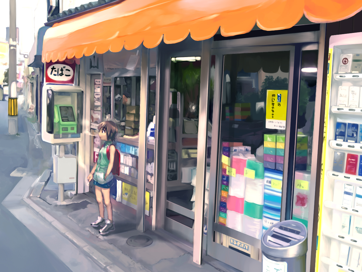 anime, street, store