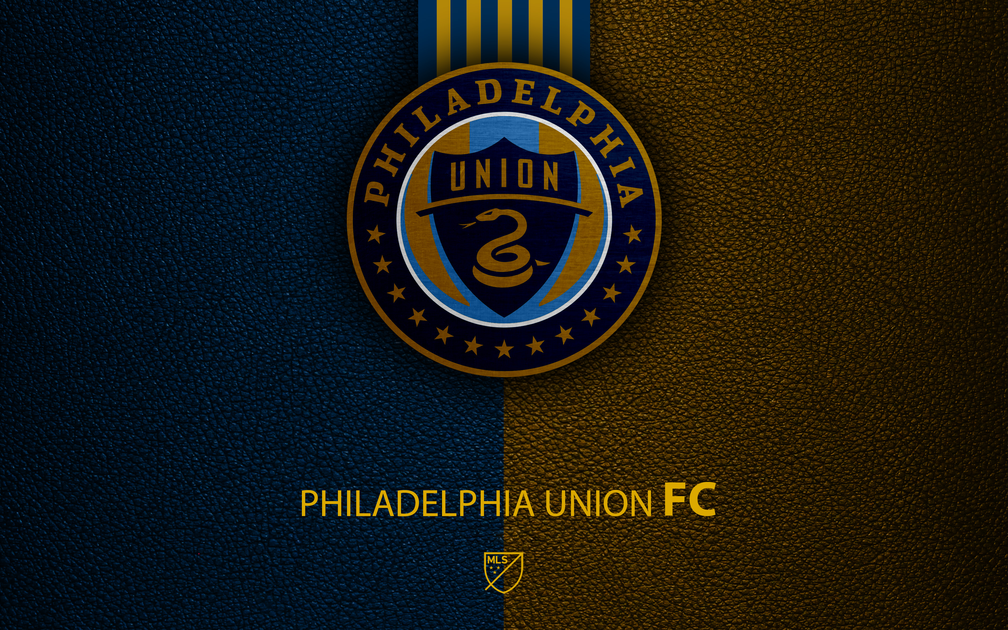 Download wallpapers Philadelphia Union, golden logo, MLS, blue metal  background, american soccer club, Philadelphia Union FC, United Soccer  League, Philadelphia Union logo, soccer, USA for desktop with resolution  2880x1800. High Quality HD