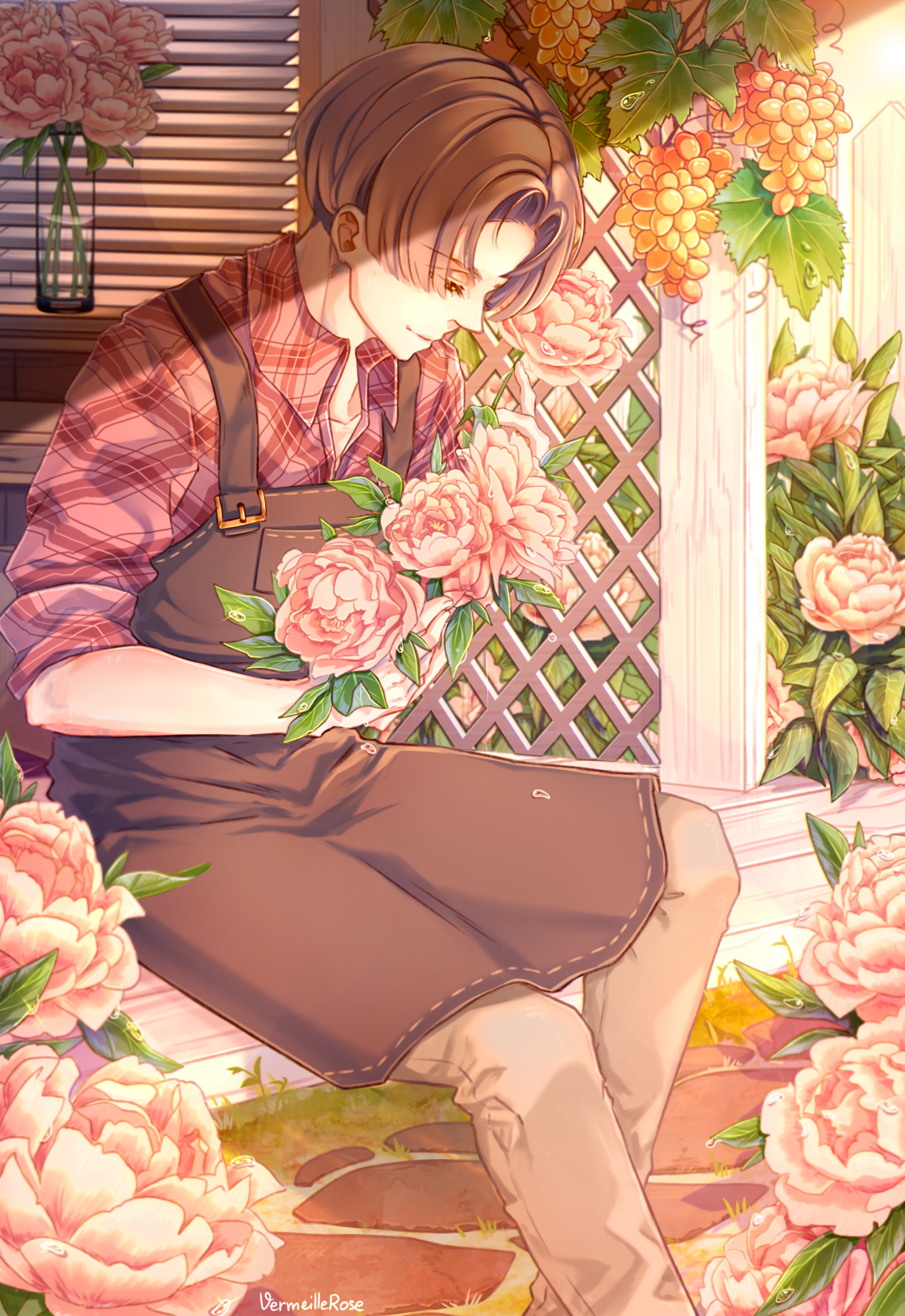 Download wallpaper 938x1668 gardener, anime, guy, flowers iphone 8/7/6s/6  for parallax hd background | Anime, Peach wallpaper, Wallpaper
