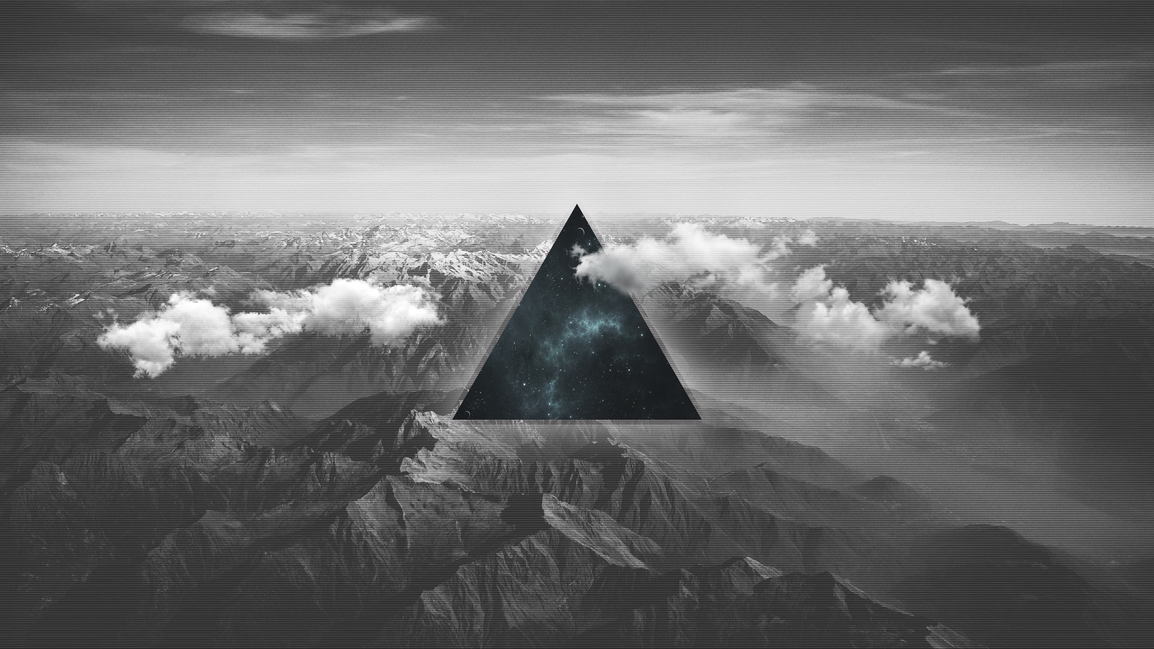 triangle, polyscape, glitch, artistic, mountain
