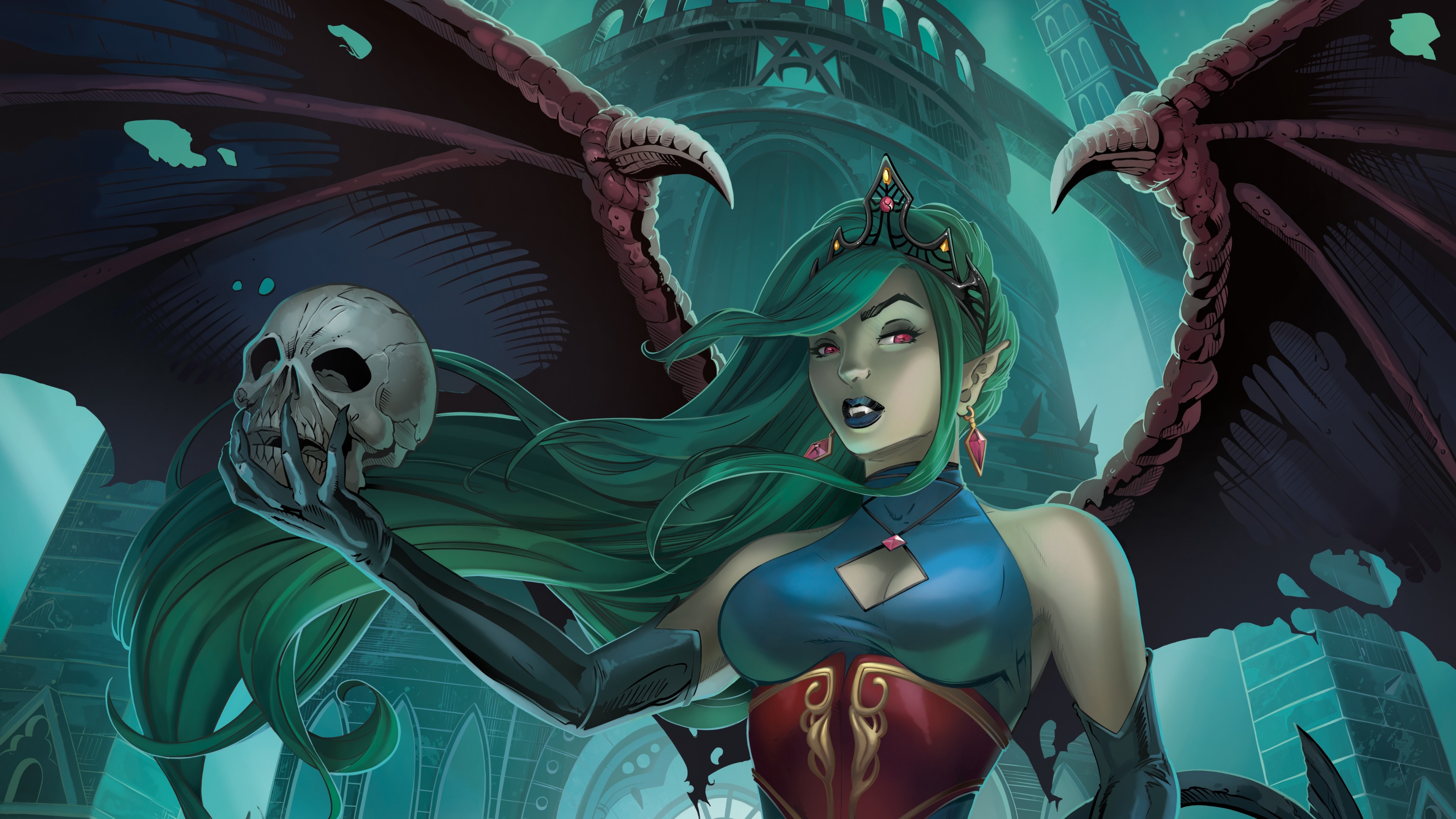 Download mobile wallpaper Fantasy, Wings, Evil, Skull, Demon for free.