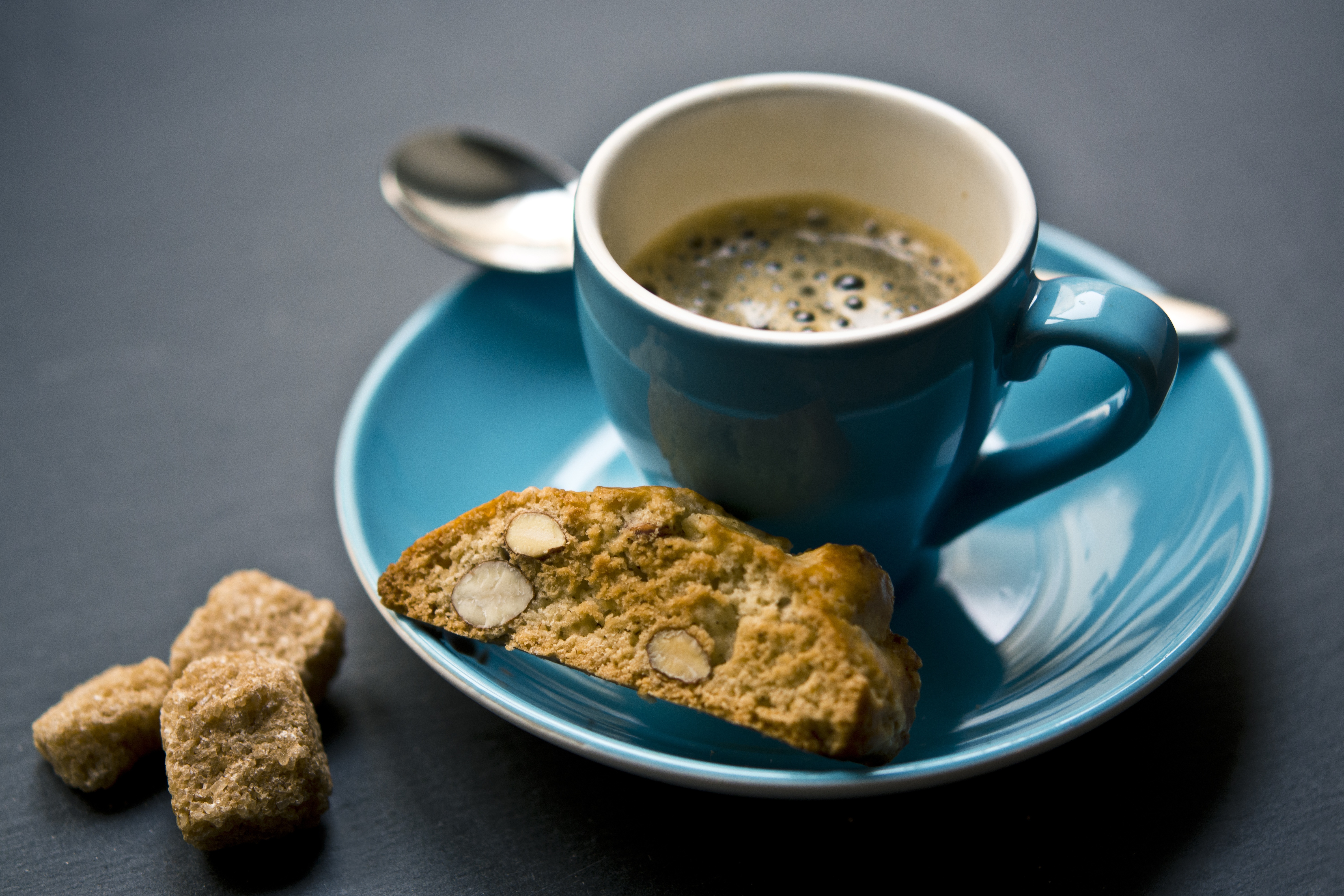 Download mobile wallpaper Espresso, Almond, Food, Cookies, Coffee for free.