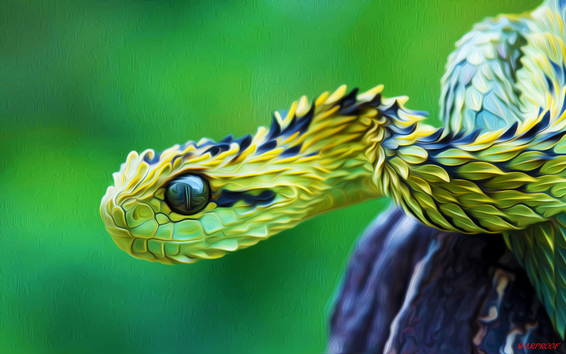 PC Wallpapers animal, viper, oil painting, snake, reptiles