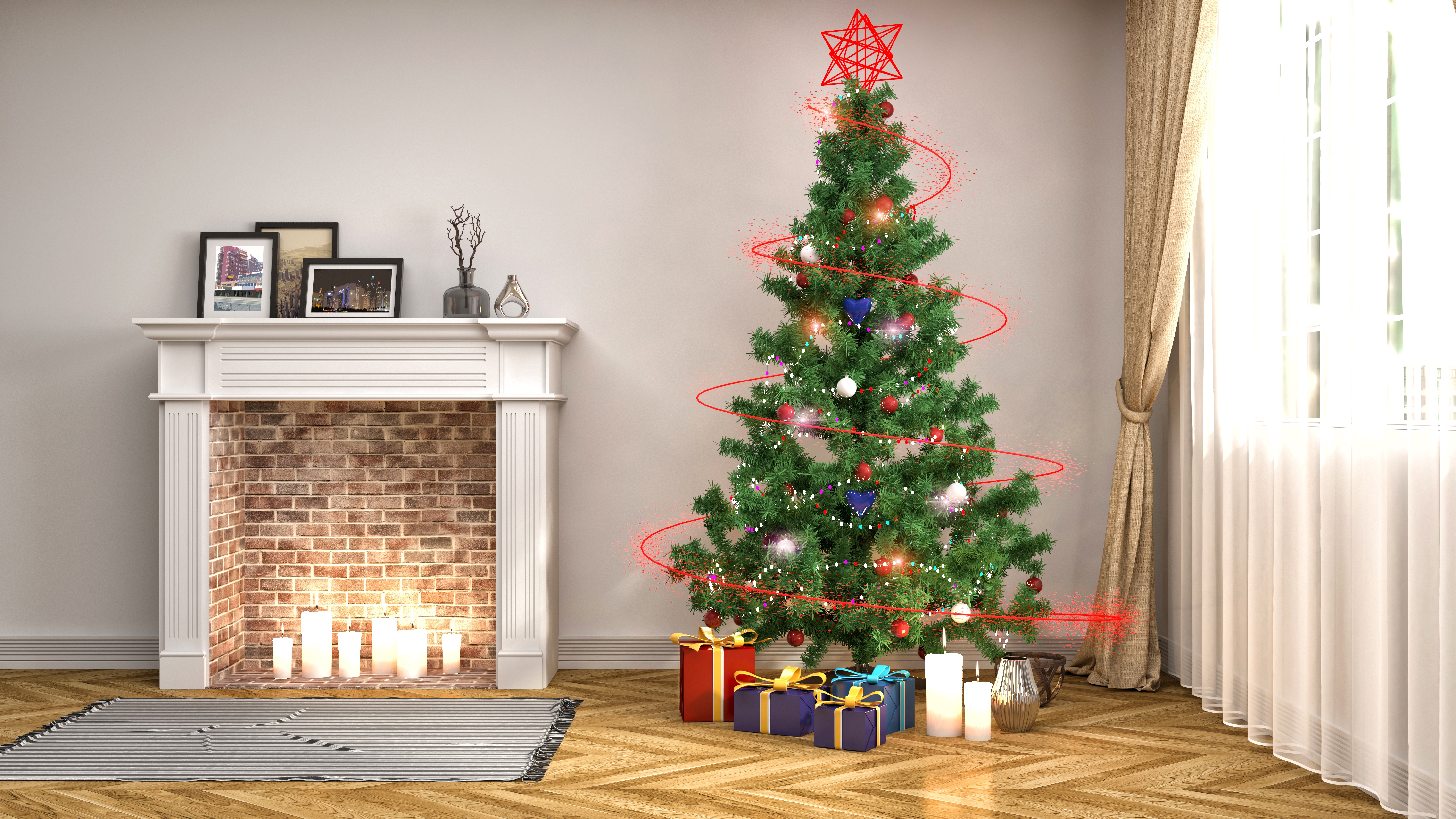 無料モバイル壁紙クリスマス, キャンドル, 部屋, 贈り物, クリスマスツリー, 暖炉, クリスマスオーナメント, ホリデーをダウンロードします。