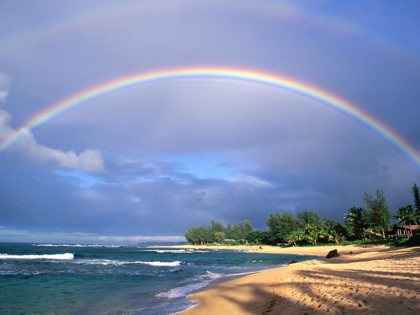 49773 Hintergrundbild herunterladen regenbogen, landschaft, natur, sea, blau - Bildschirmschoner und Bilder kostenlos