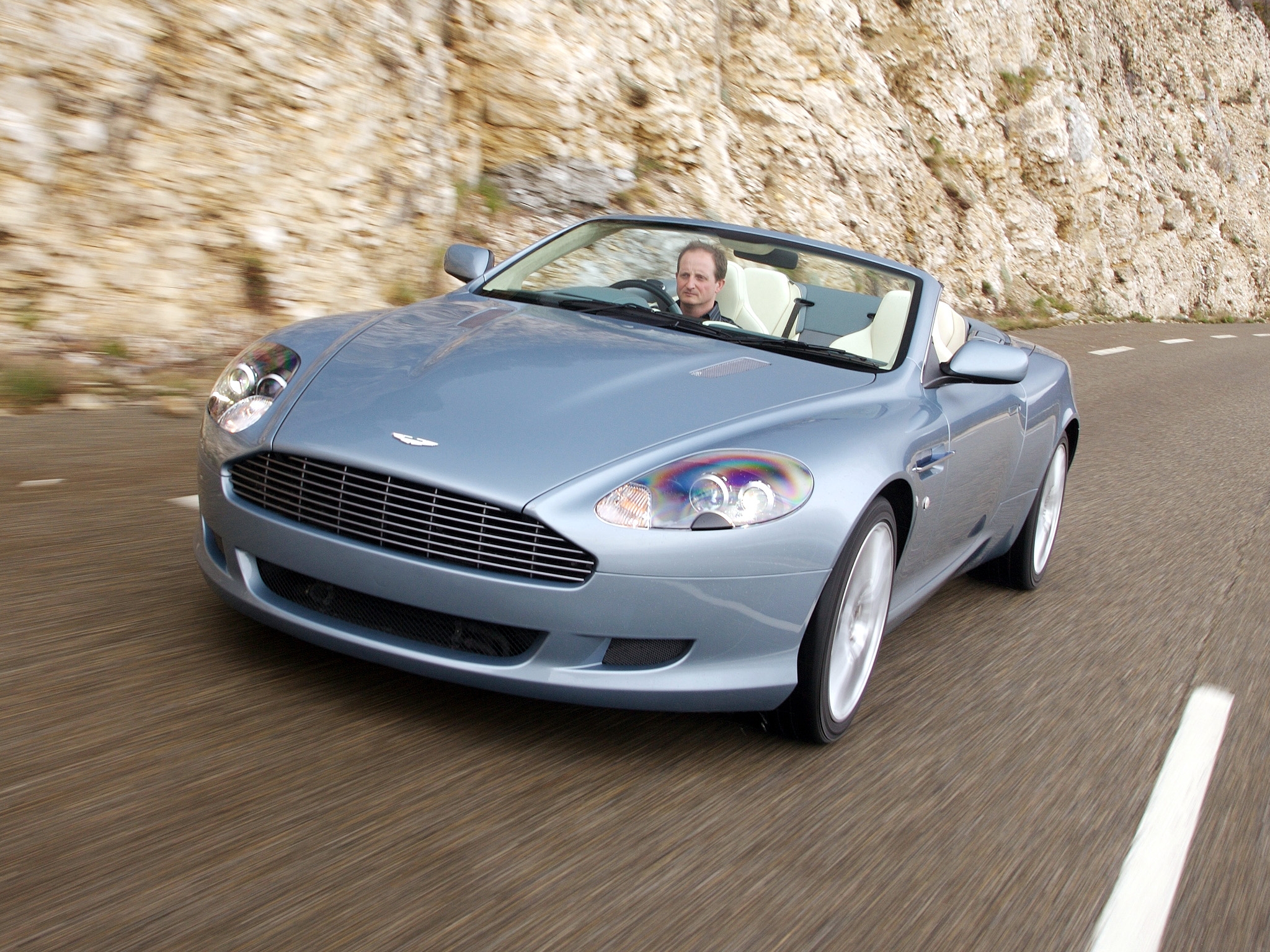 Mobile wallpaper sports, auto, aston martin, cars, blue, front view, speed, 2004, db9
