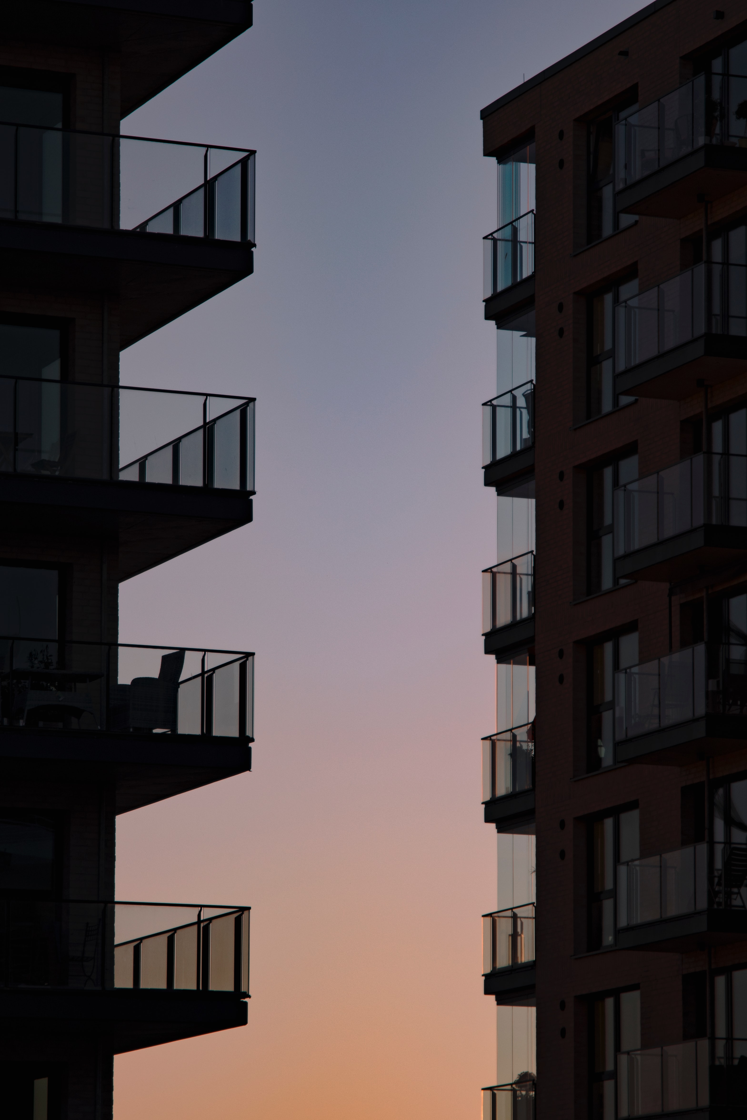sky, cities, sunset, building, balconies HD wallpaper