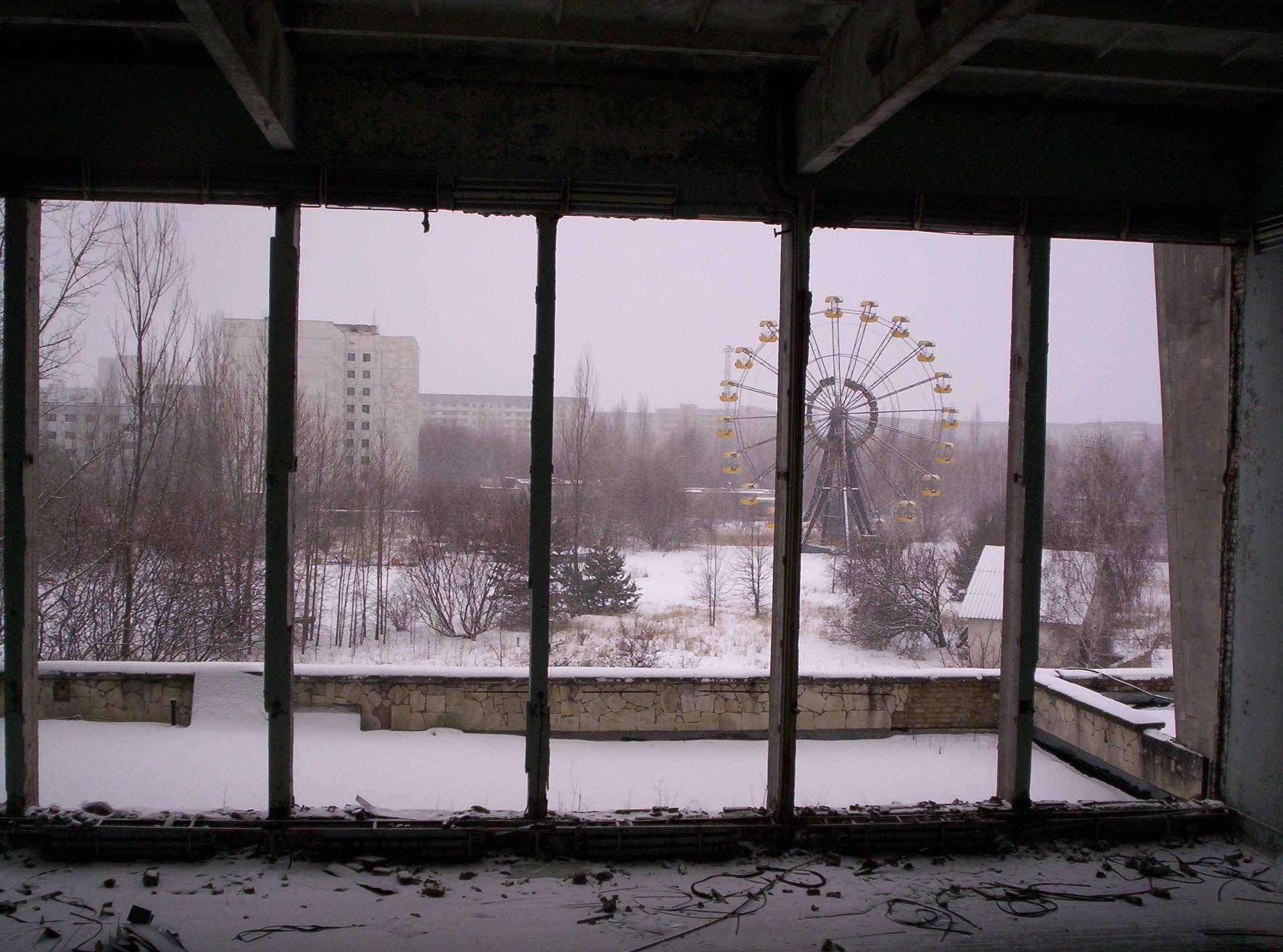 chernobyl, man made, pripyat amusement park, ruin, winter