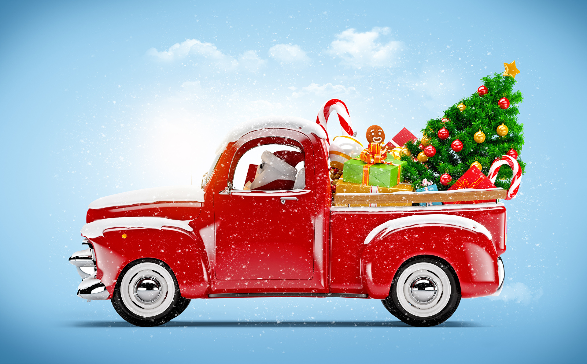 holiday, christmas, christmas tree, gift, van Smartphone Background