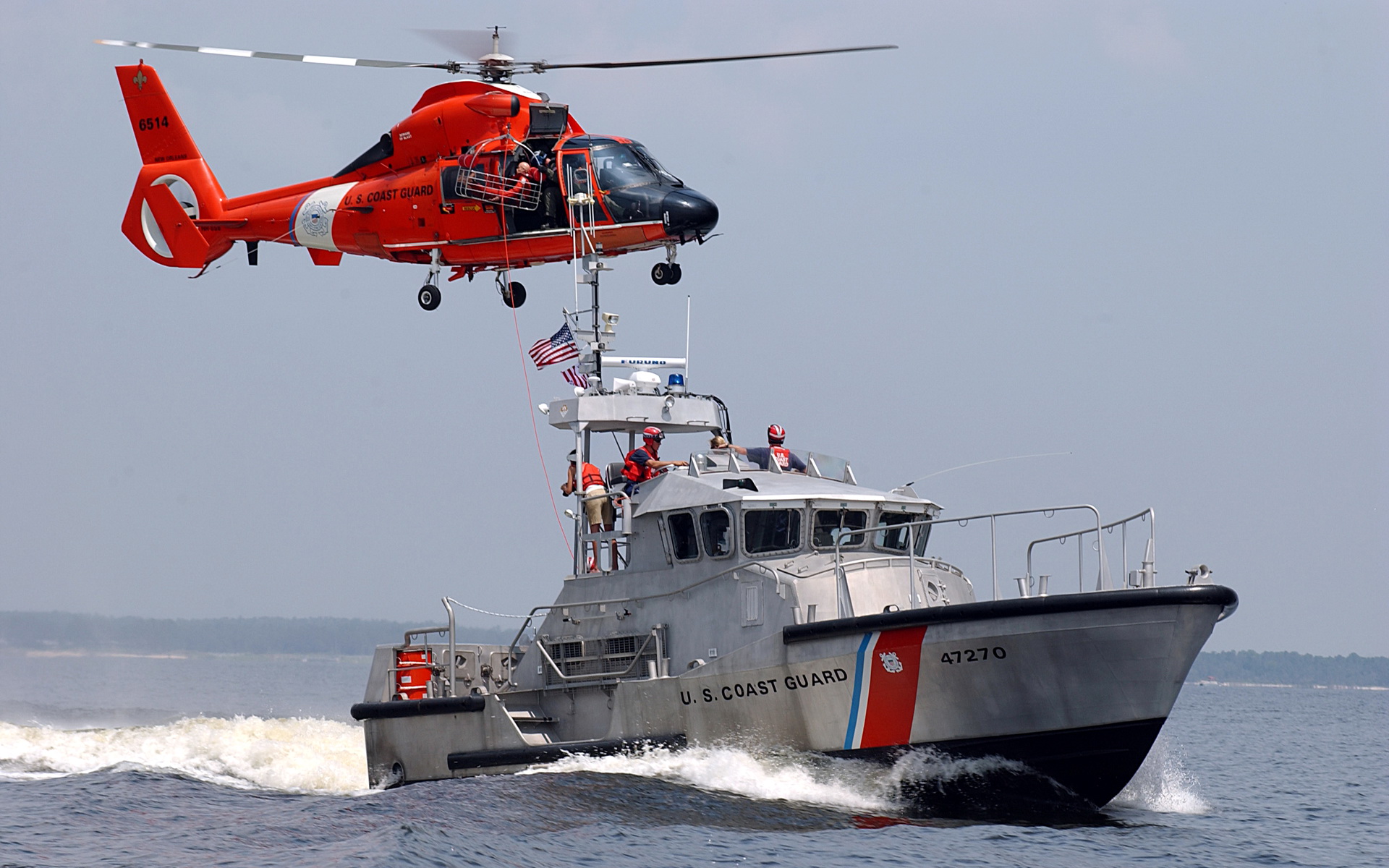 helicopter, military, coast guard, boat, ship 1080p