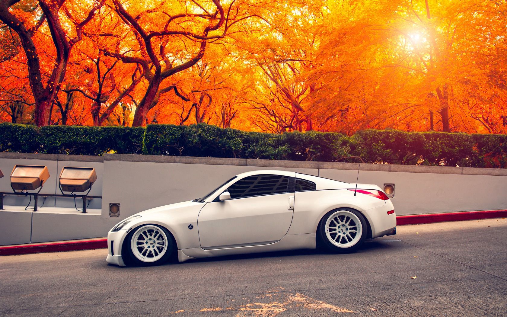 sports, autumn, nissan, cars, sports car, side view, stance, 350z