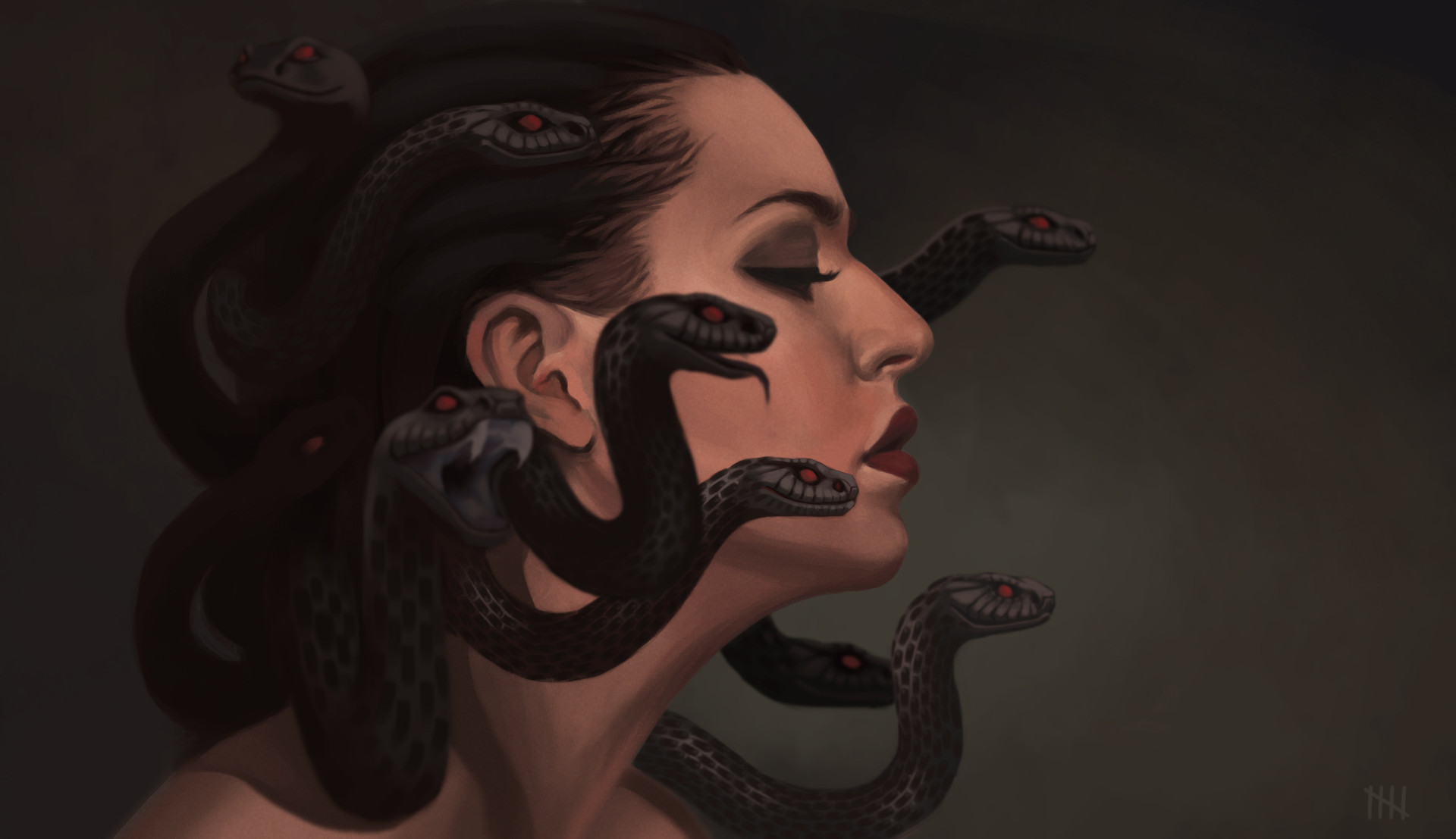 Download mobile wallpaper Fantasy, Snake, Face, Medusa for free.