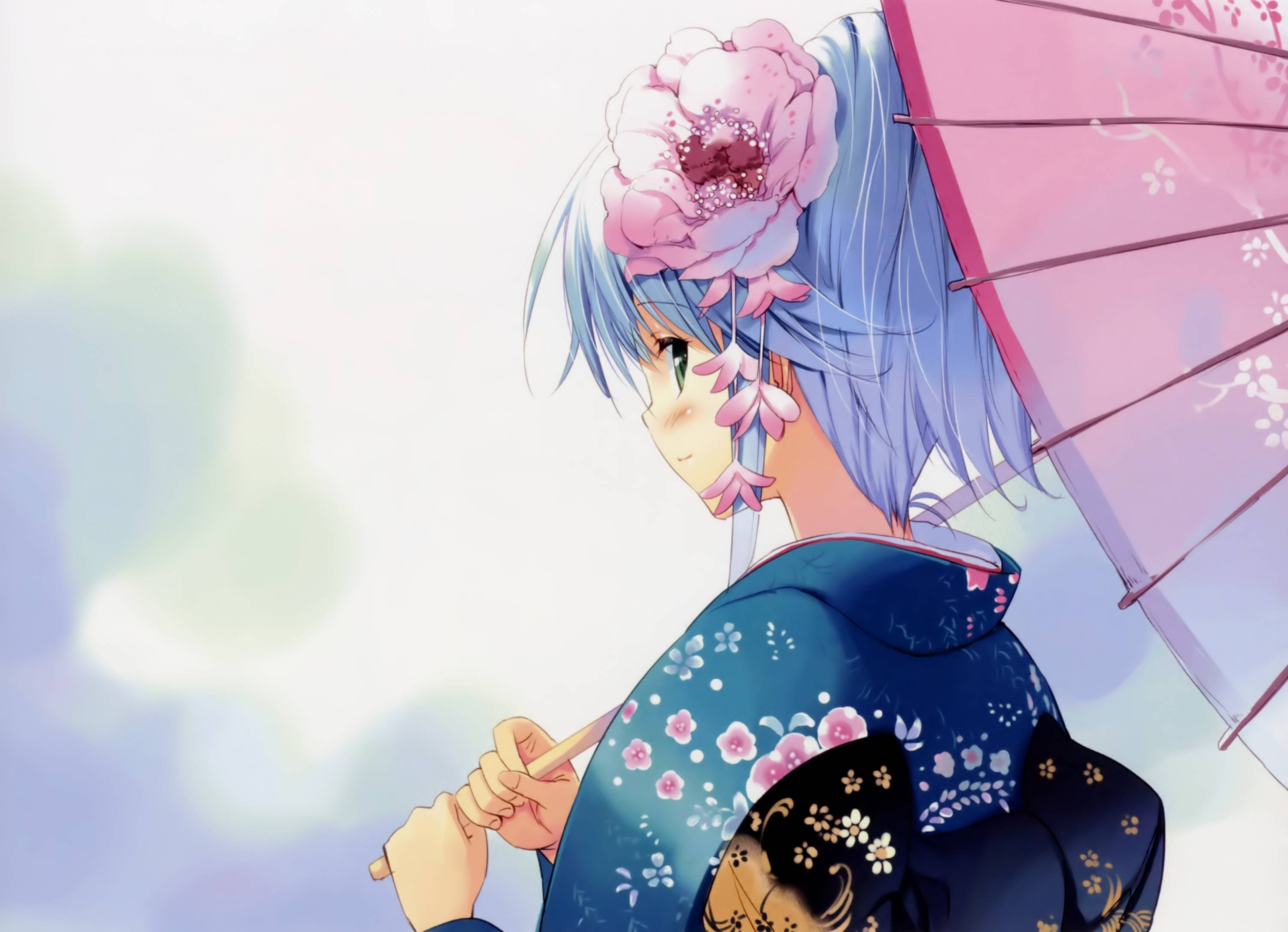 Téléchargez des papiers peints mobile Fleur, Décoration, Parapluie, Fille, Anime gratuitement.