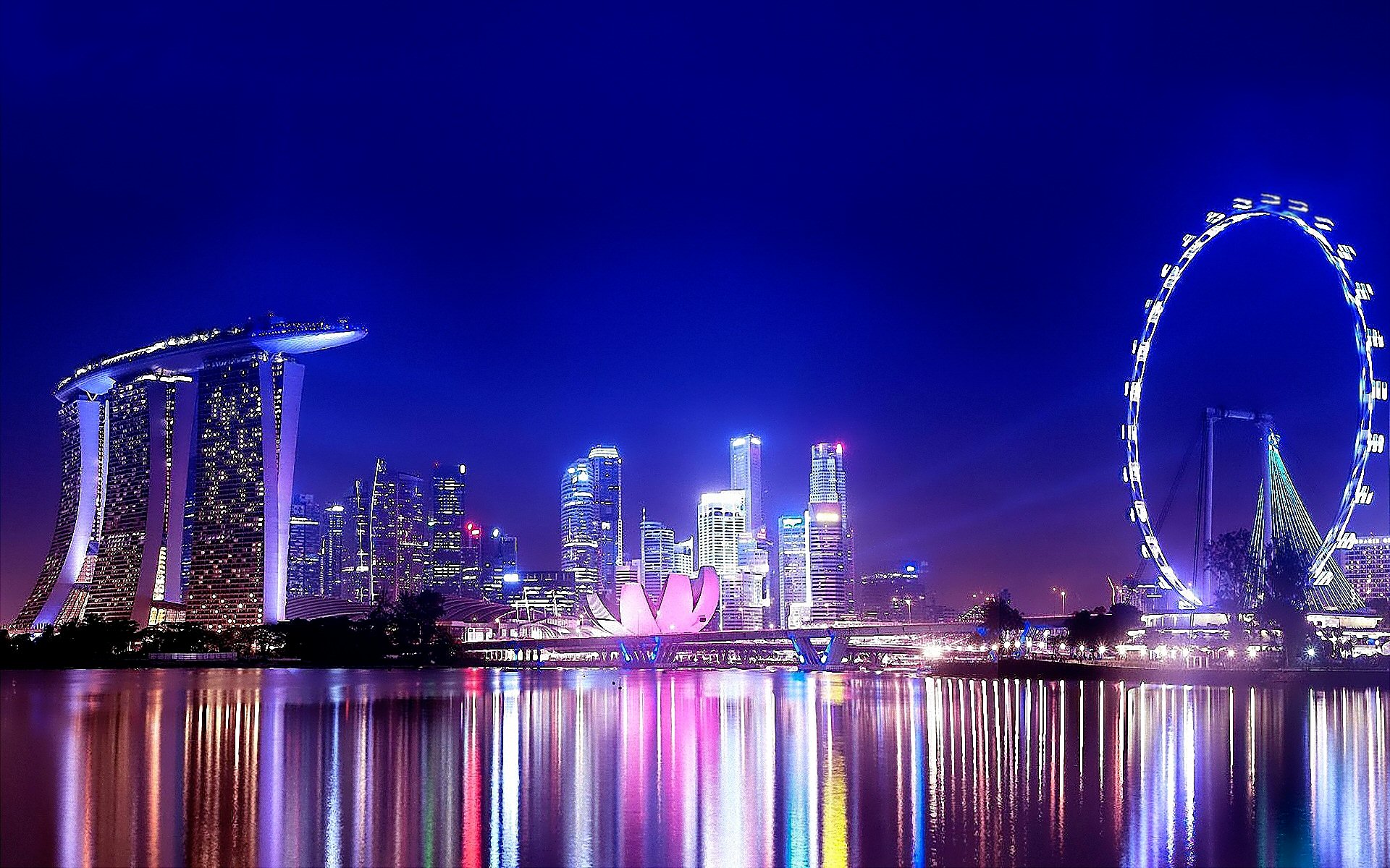271597 скачать обои сингапур, города, город, сделано человеком, залив, отражение, небо - заставки и картинки бесплатно
