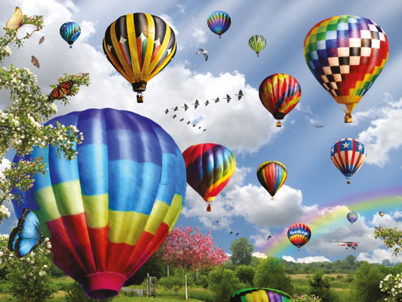 sky, hot air balloon, artistic, balloon HD wallpaper