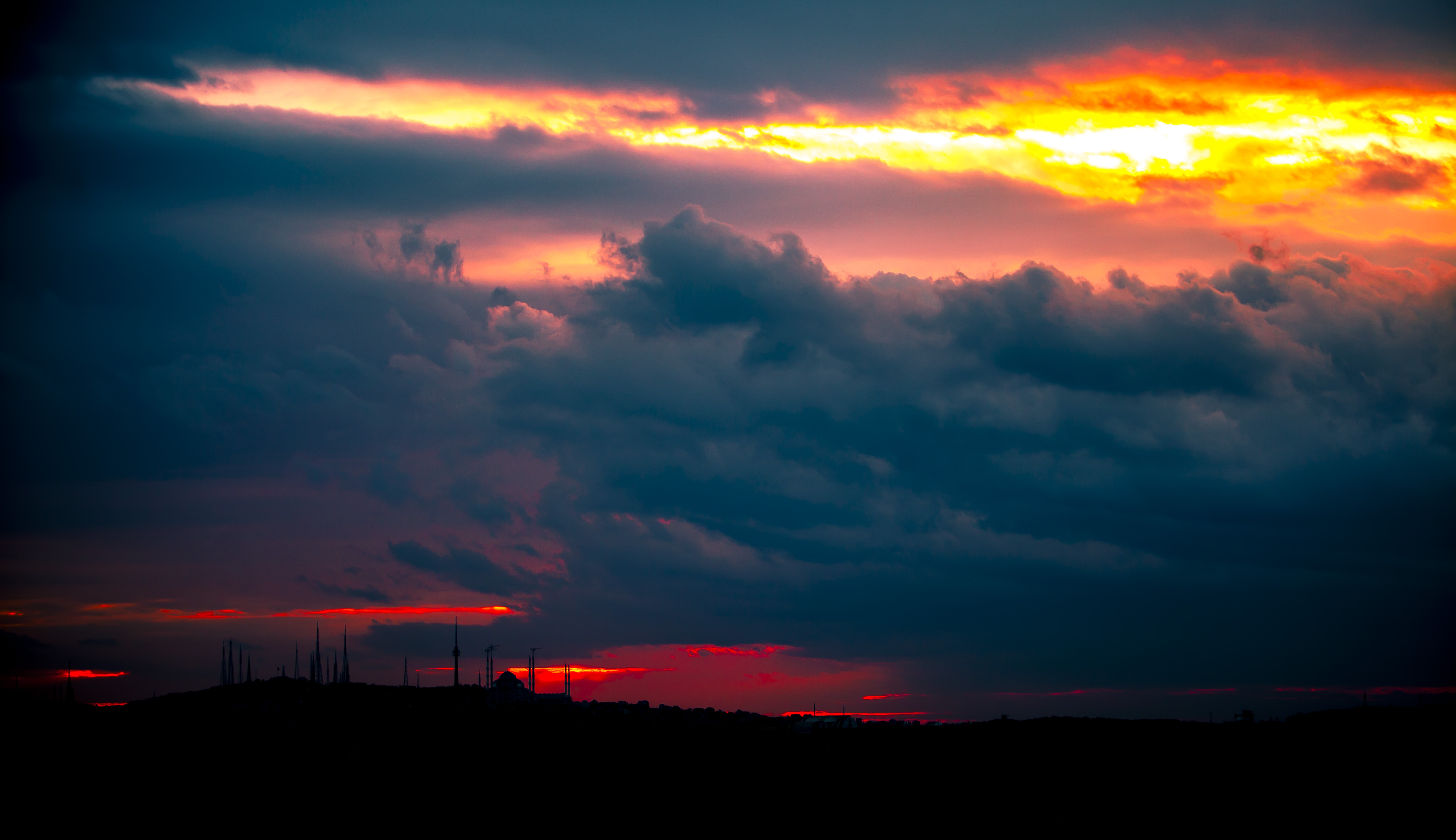 clouds, nature, sunset, sky, minarets desktop HD wallpaper