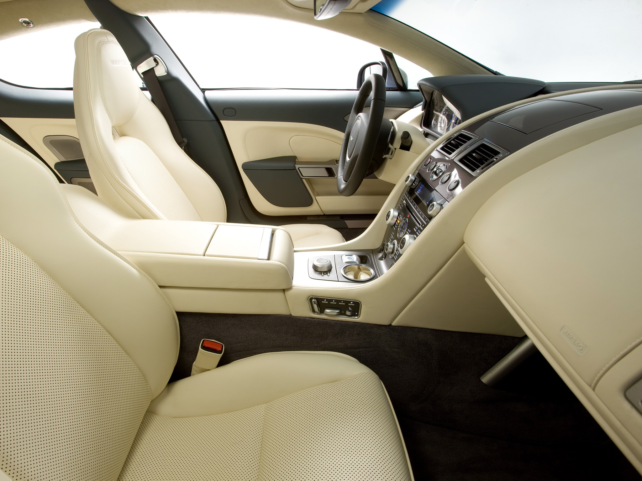 cars, interior, aston martin, white, steering wheel, rudder, salon, 2009, rapide