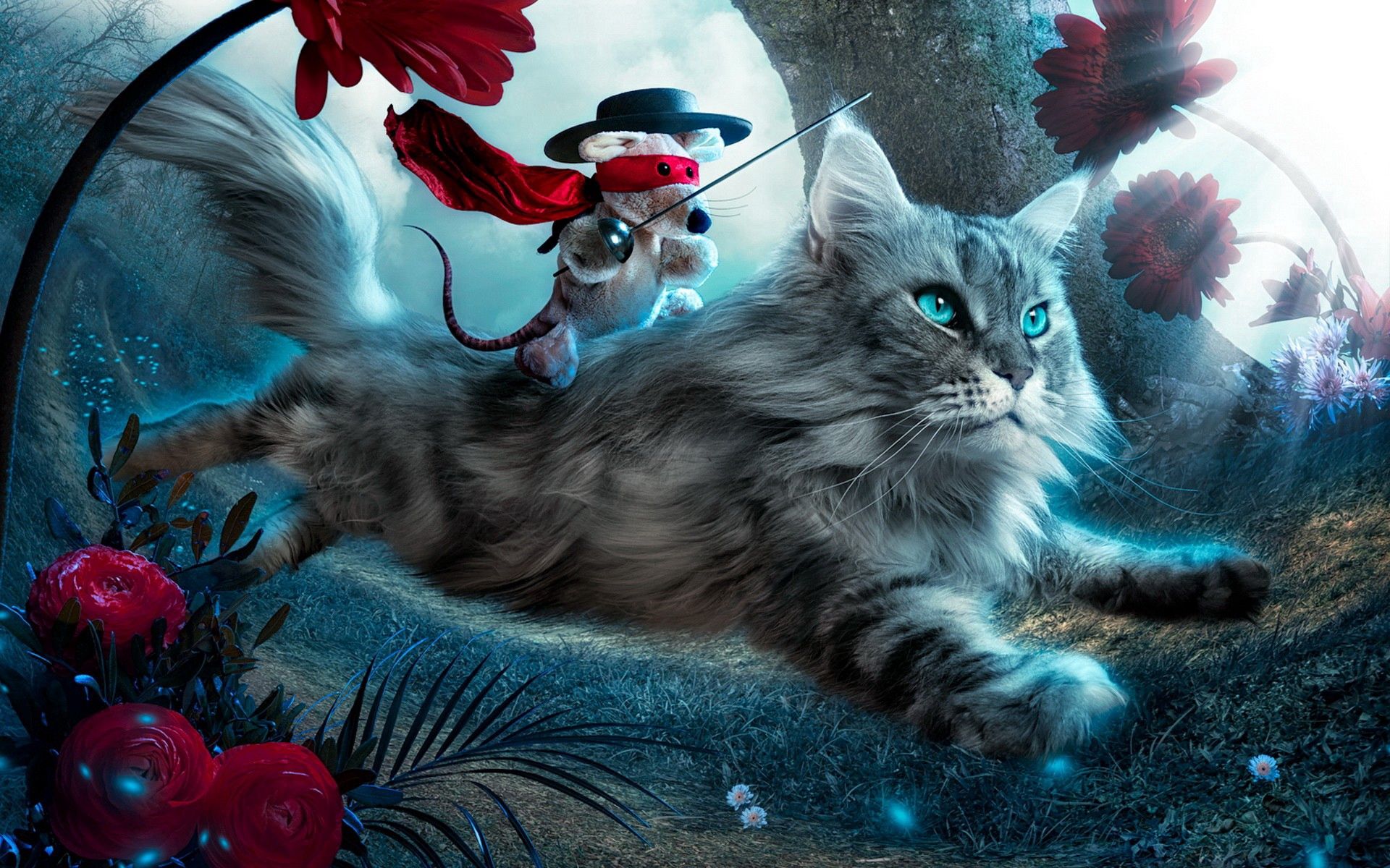 Laden Sie das Fantasie, Fantasy, Spielzeug, Flug, Der Kater, Tiere, Katze-Bild kostenlos auf Ihren PC-Desktop herunter