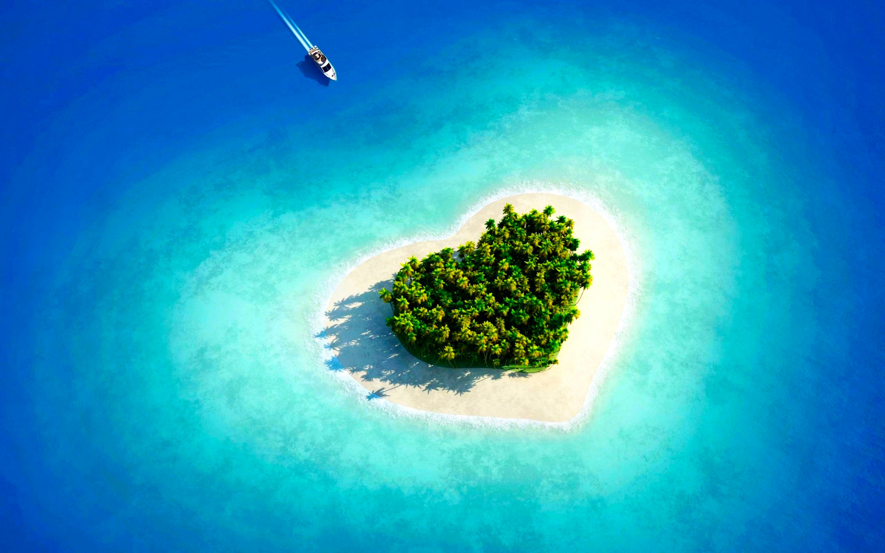 tropical, summer, maldives, island, beach, heart, earth Smartphone Background