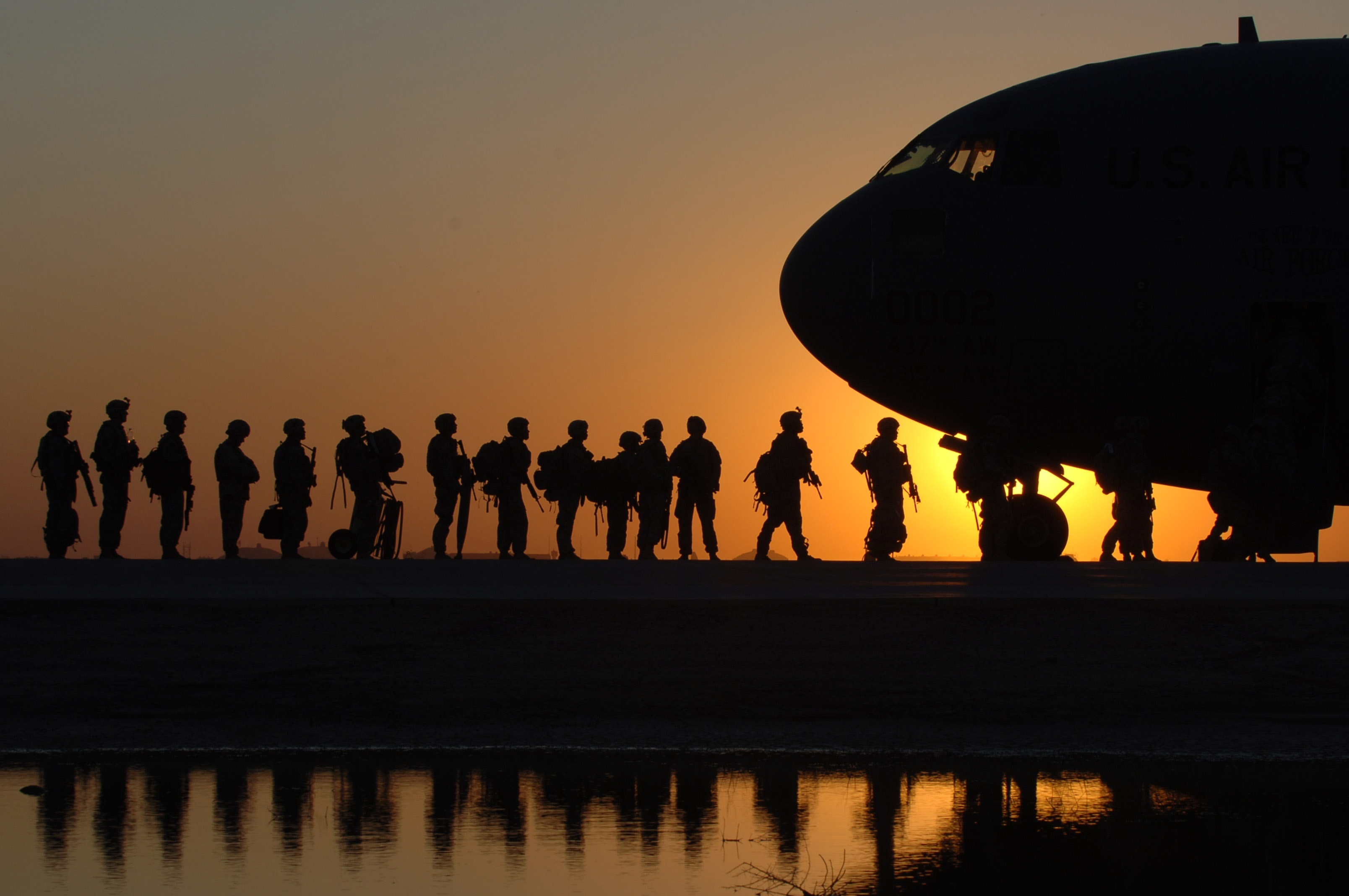 aircraft, army, military, soldier, reflection, sunset wallpapers for tablet