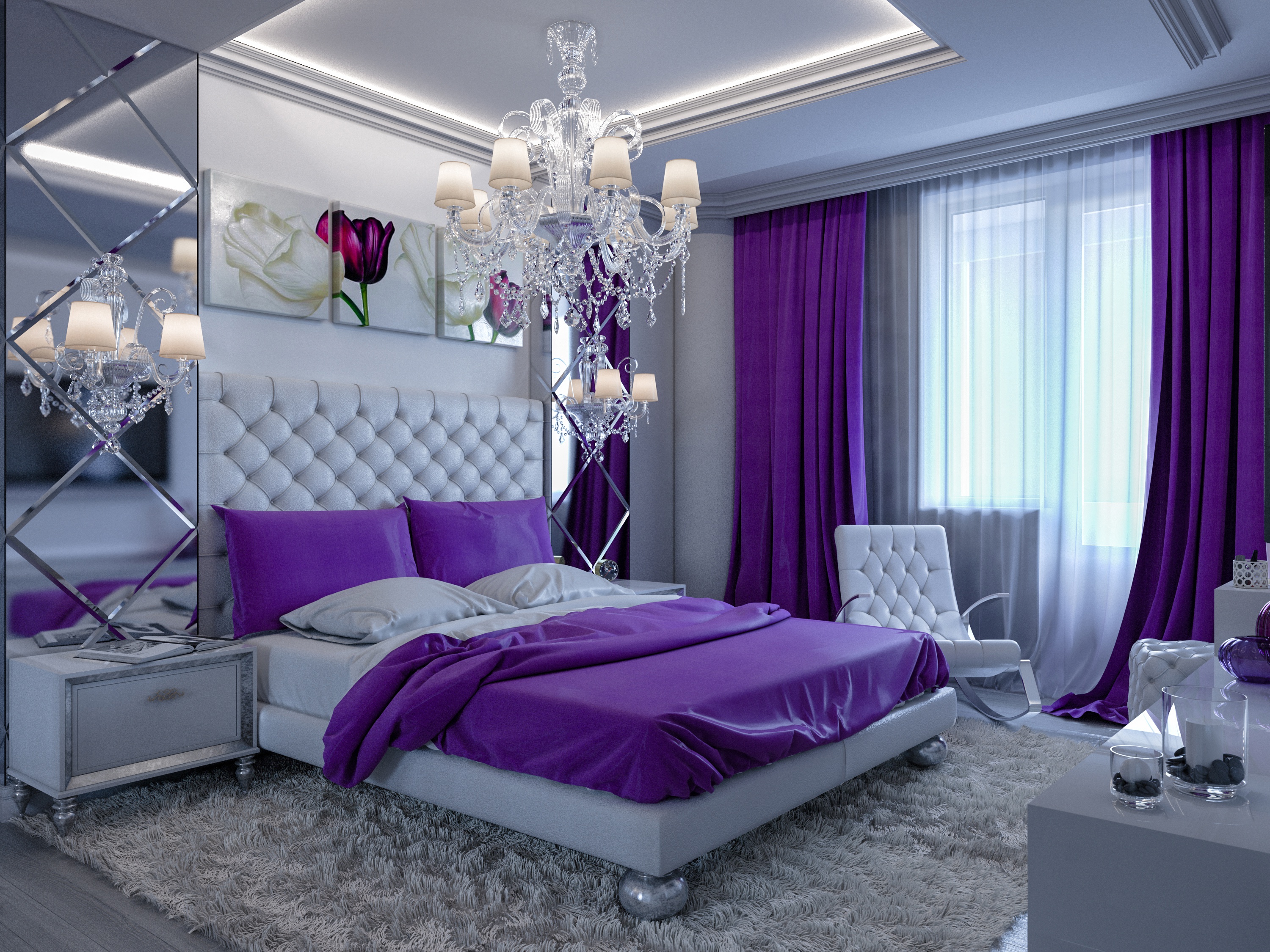 chandelier, bedroom, man made, room, bed, furniture